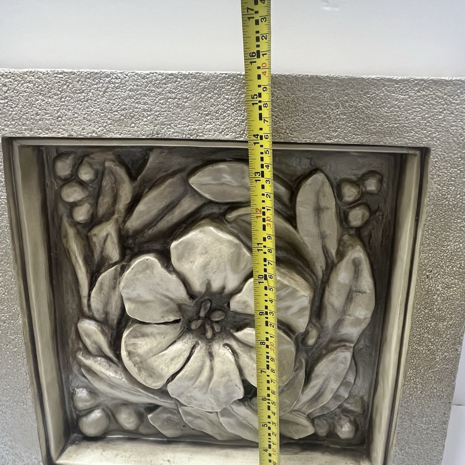 Bombay Company Flower Box Wall Decor Set Of 2 Champagne Color 3-D Stone 15×15”