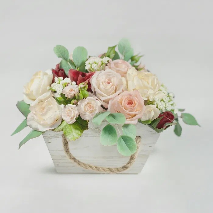 Flowers Cold PORCELAIN Handmade Home Decor Flower Arrangement Lifelike