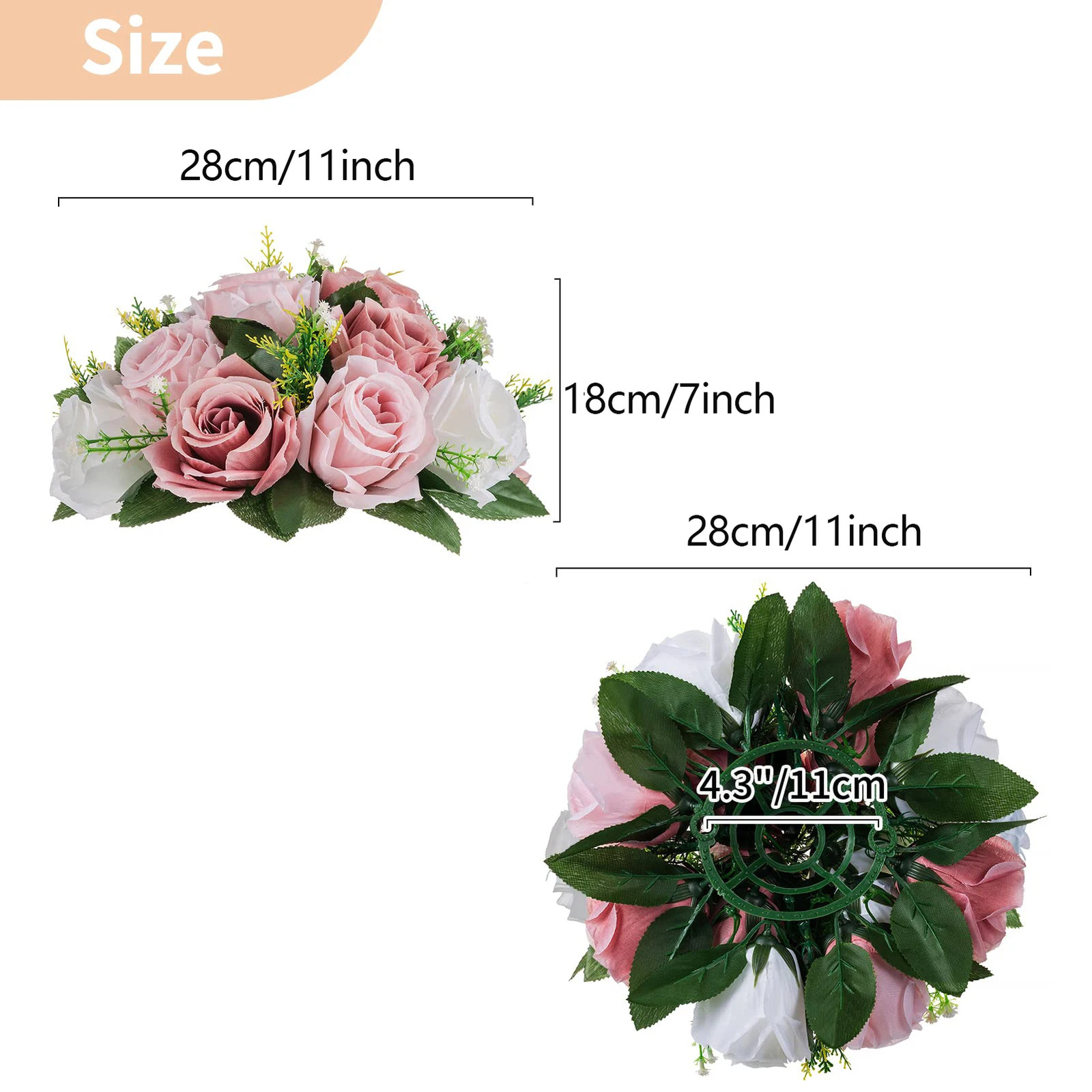 1PC Artificial Flower Ball Plastic Green Base Silk Cloth Table Centerpieces For