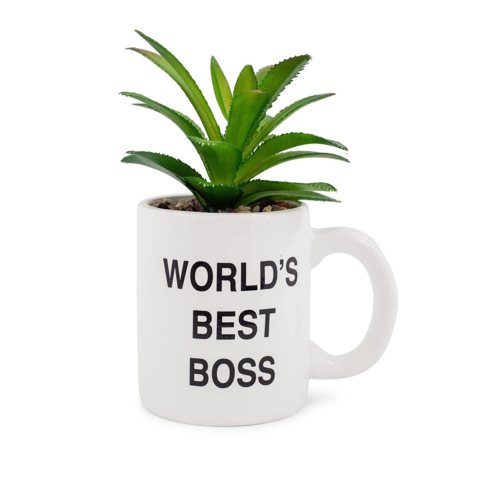 The Office World’s Best Boss Mini Planter With Artificial Plant Decor