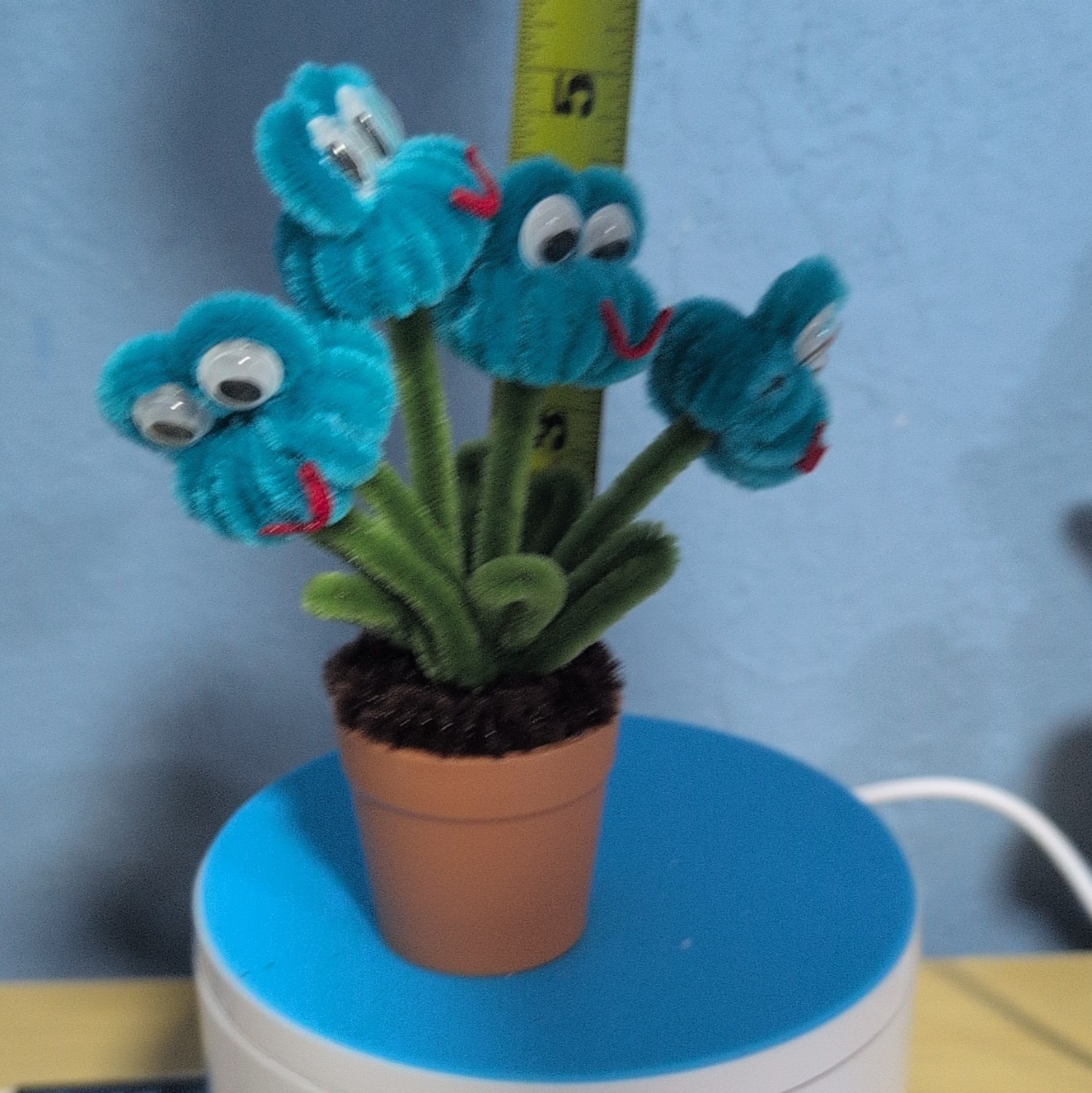 Pipe Cleaner Blue Frog Flower Arrangement
