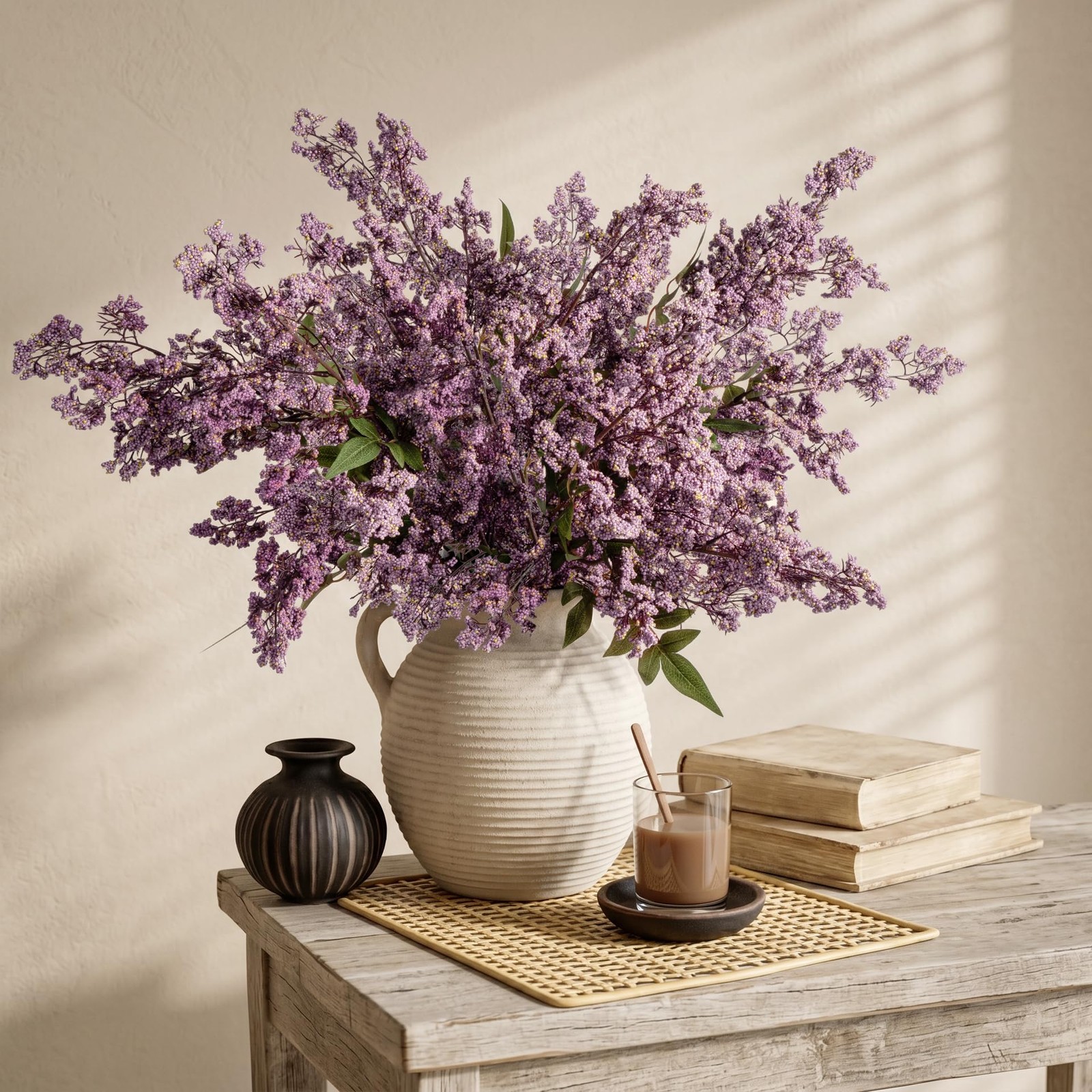 3Pcs Purple Artificial fall stems for Vase, 43 Inch faux stems realistic, , R…