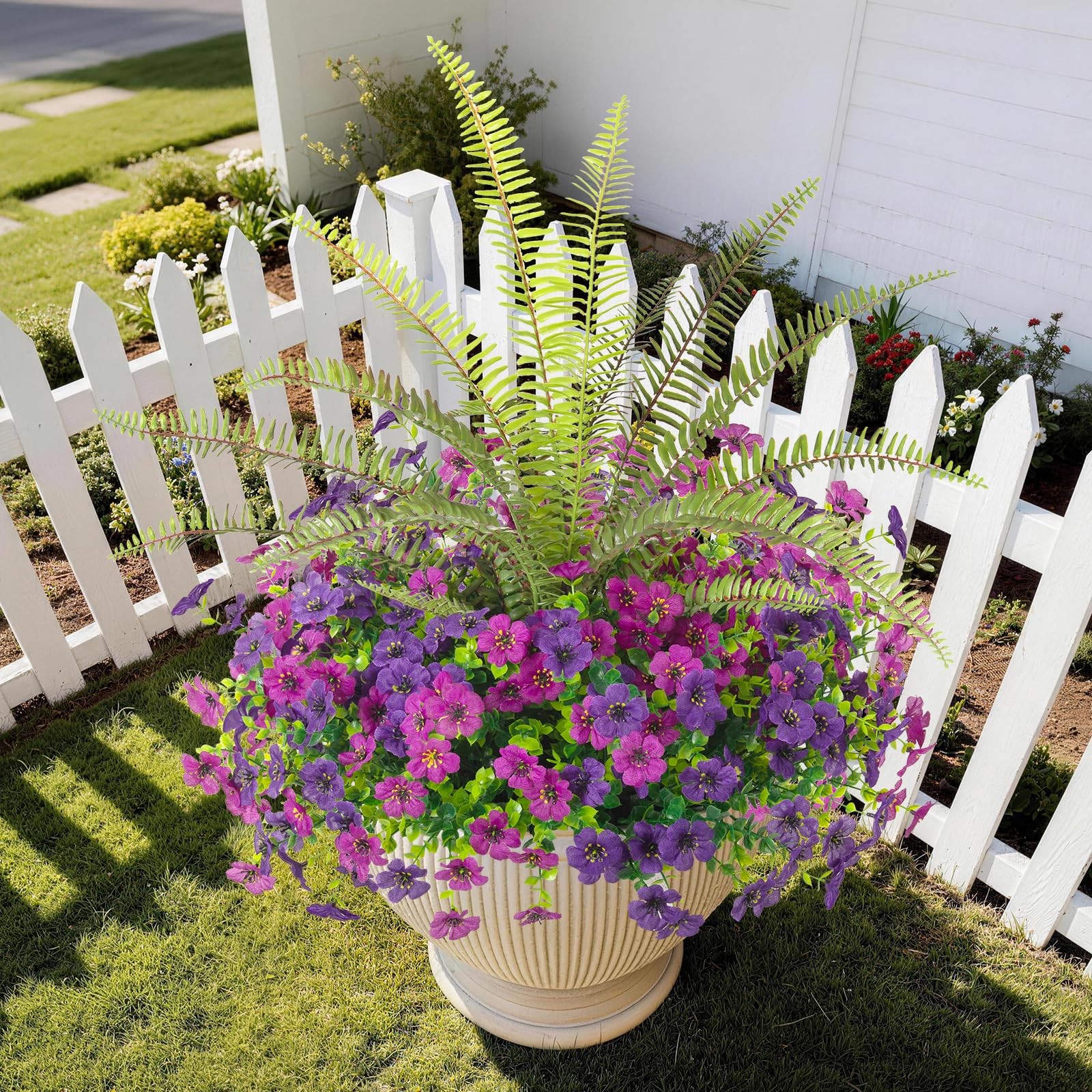 Artificial Flowers for Outdoors UV Resistant Spring Summer Decoration, 13 Bun…