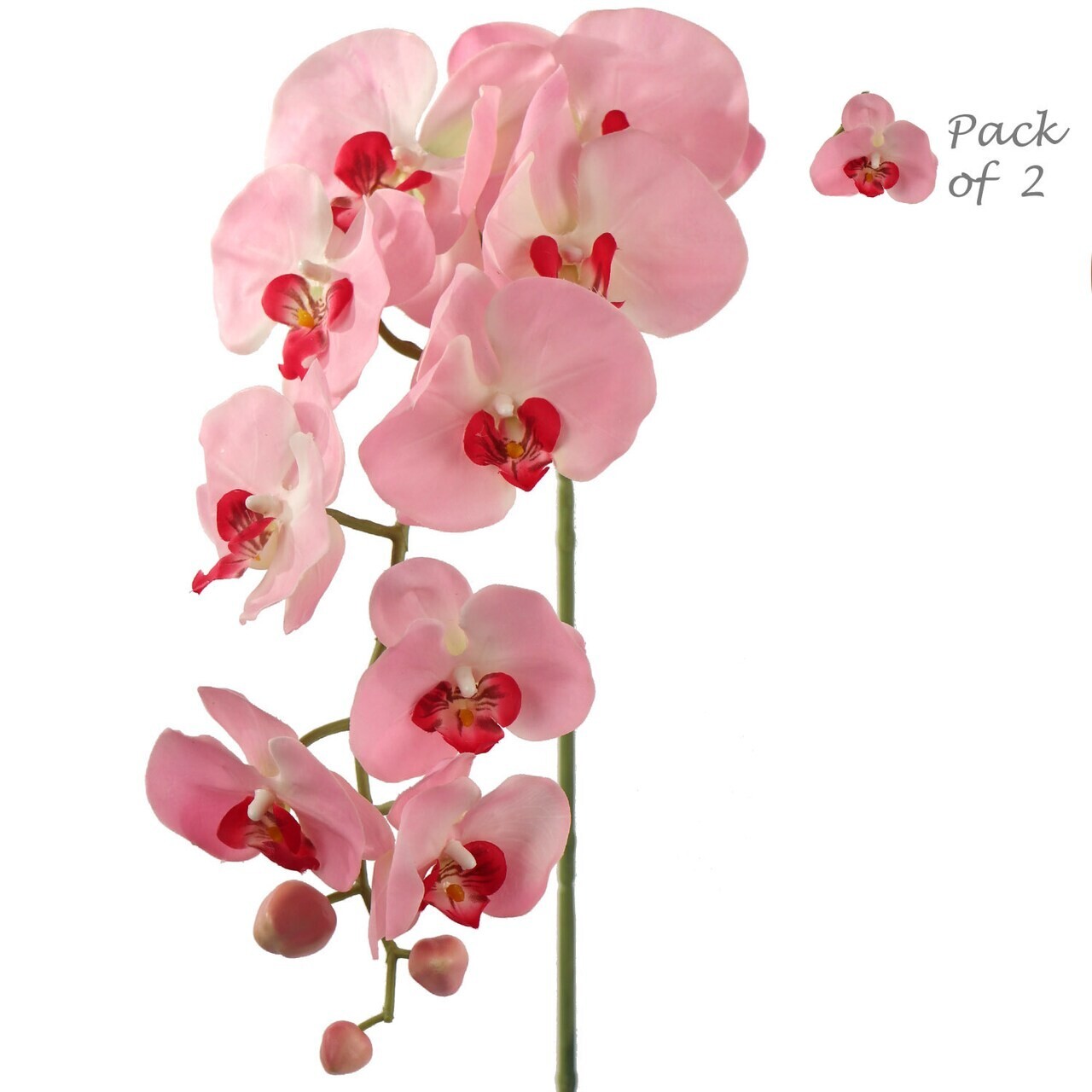 Phalaenopsis Orchid Stem Pink Party/Event/Home/Office Decor 2-Pack