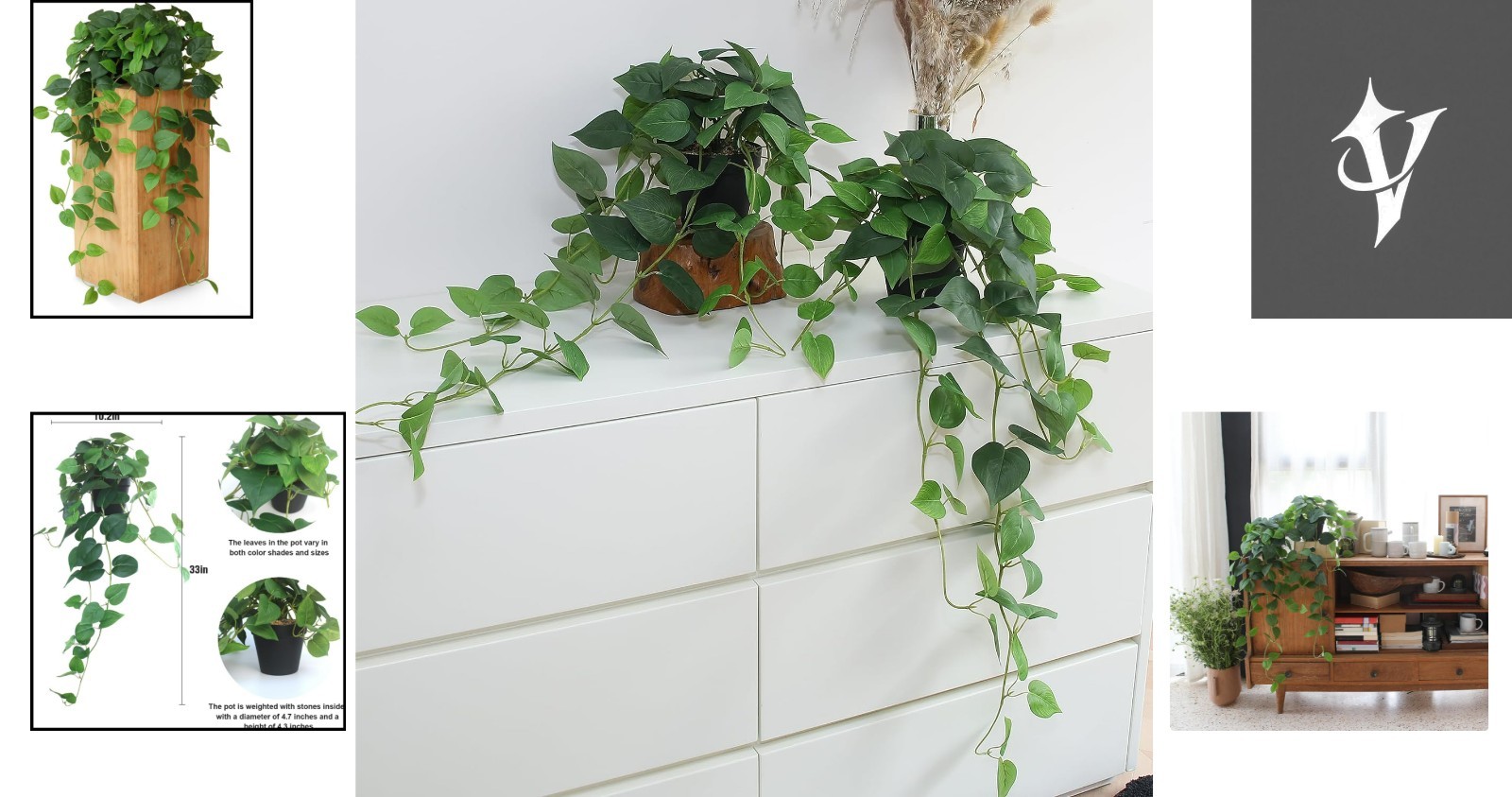 Lush 33-Inch Faux Ivy Vines – Low Maintenance Hanging Plants for Home & Office