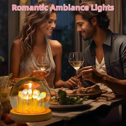 Valentines Day Gifts for Wife Her,Tulip Night Light Cordless Small Multicolor