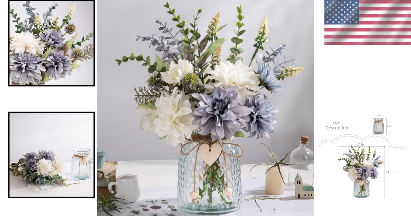 Luxurious Silk Flower Arrangement with Greenery in High-Quality Glass Vase
