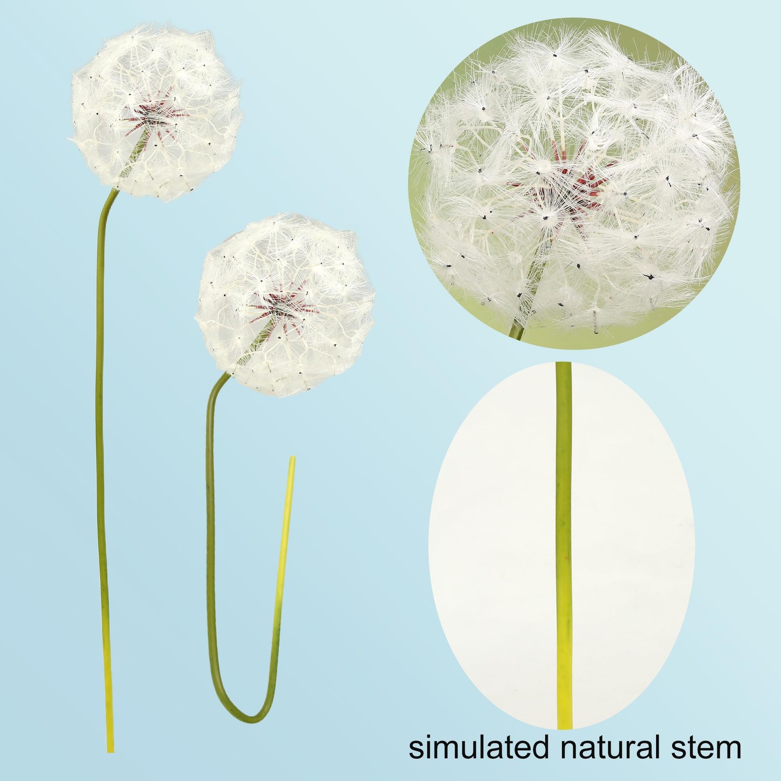 Giant Artificial Dandelion Flower Fake Dandelion Decor For Home 2 Pcs white