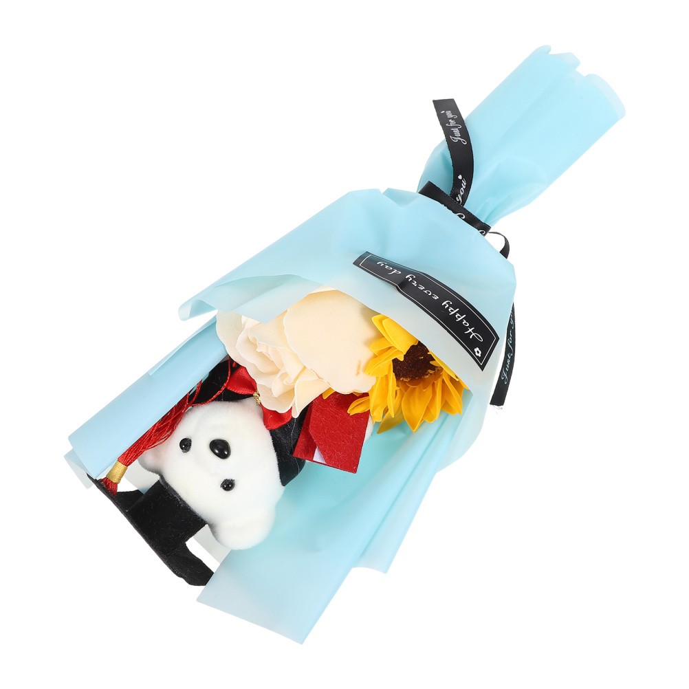 Graduation Flower Bouquet Artificial Stuffed Animals Decorated Bear for