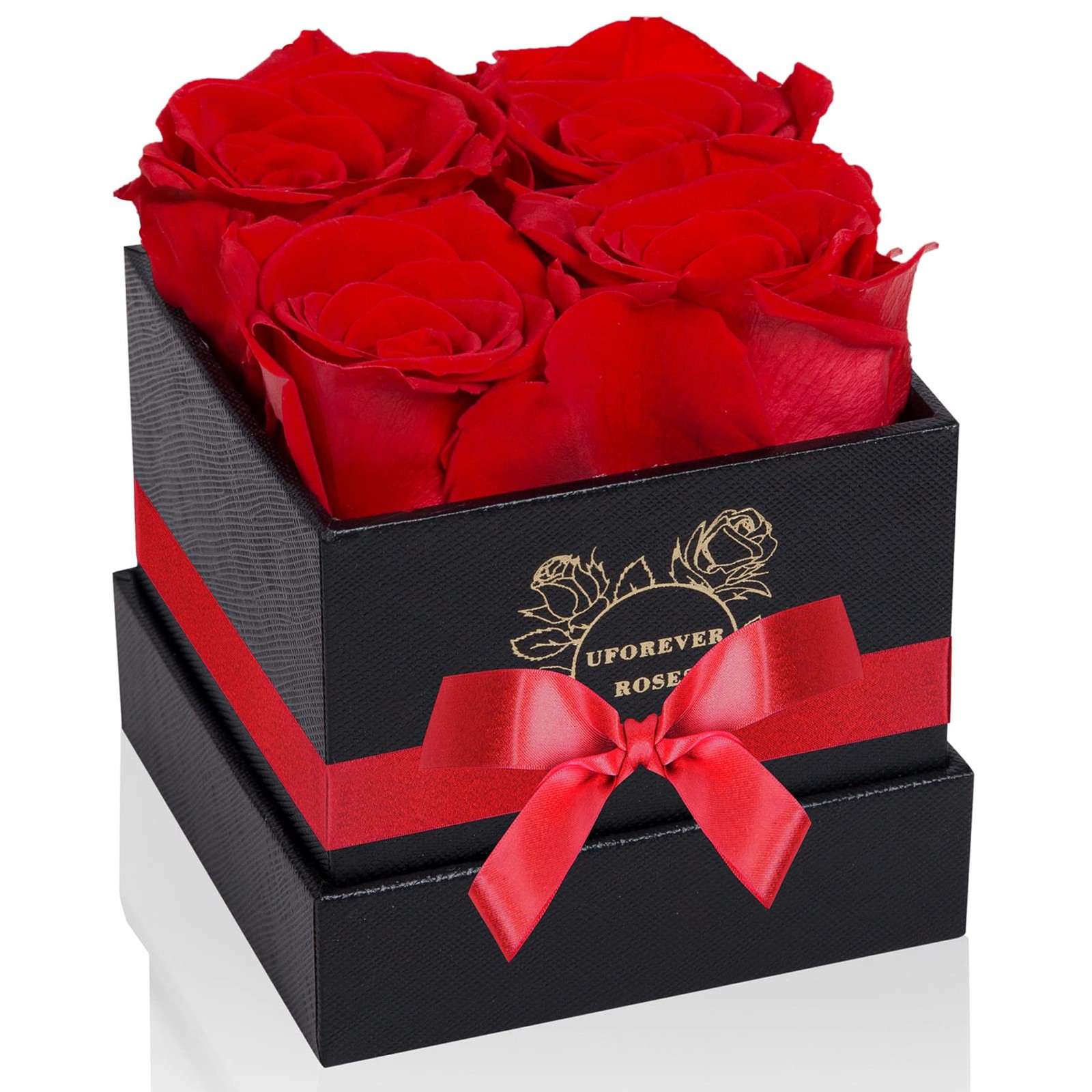 4 PCS Preserved Roses In Box Flowers Gift For Her Red Anniversary Birthday