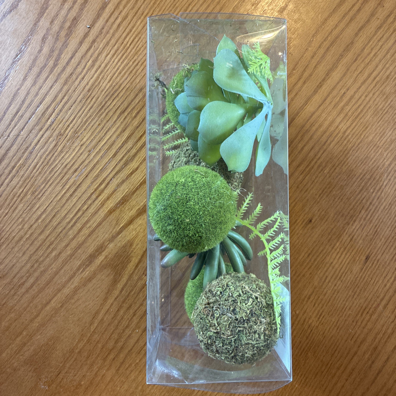 Box Of Artificial Floral Decorations Succulents, Ferns And Moss Balls By Ashland