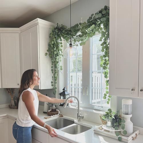 8 Pcs 7FT Artificial Eucalyptus Leaves Greenery Garland for Wedding Wall Decor