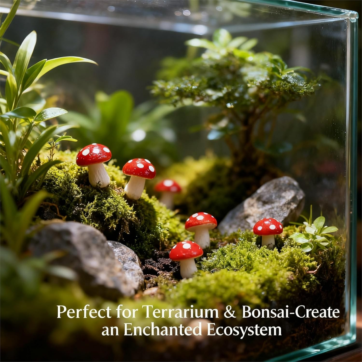 Terrarium Decorations Mushrooms Mini: 100PCS Realistic Moss Accents for Bonsai L