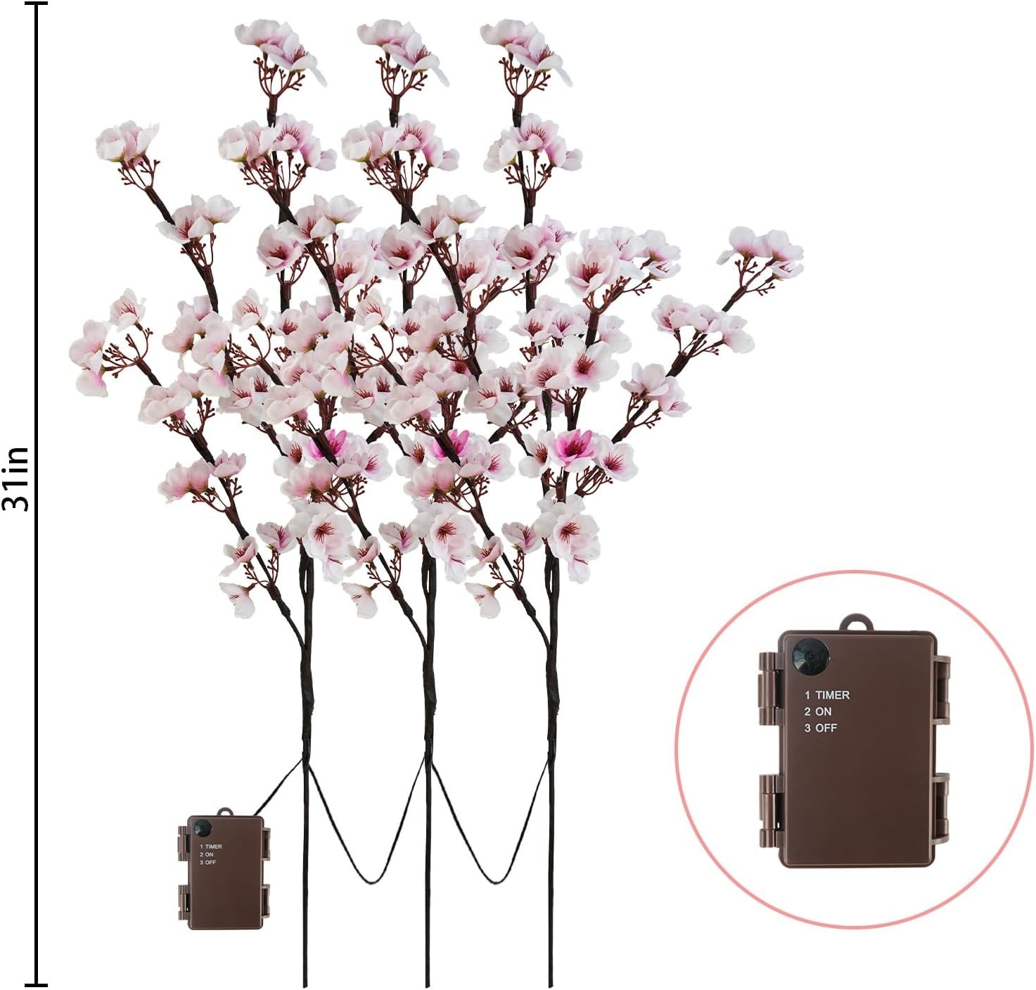 Battery-Operated Cherry Blossom Branch Lights – 3PCS for Indoor & Outdoor Decor