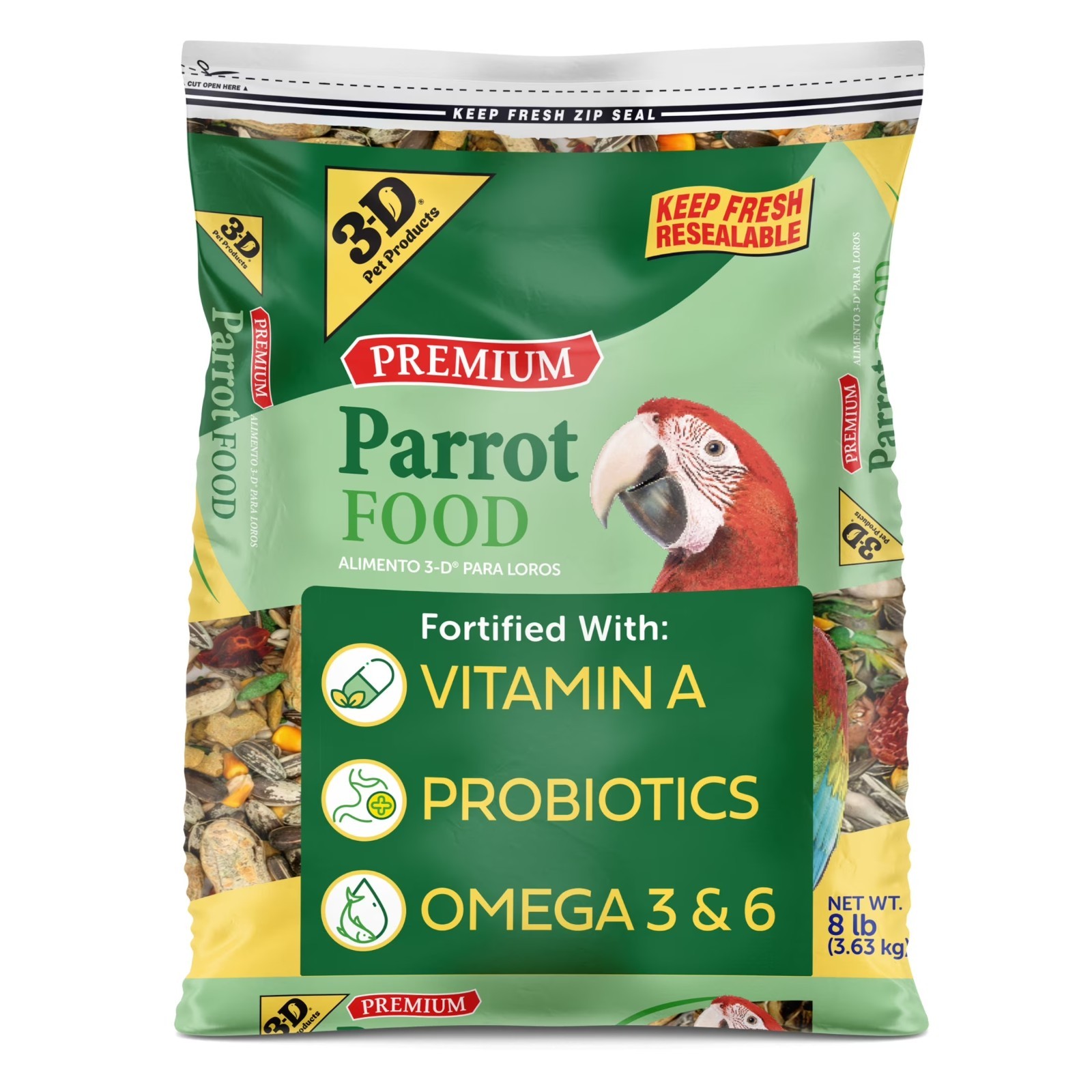 3-Pack 3-D Pet Products Premium Parrot Bird Food Seeds 8 lb