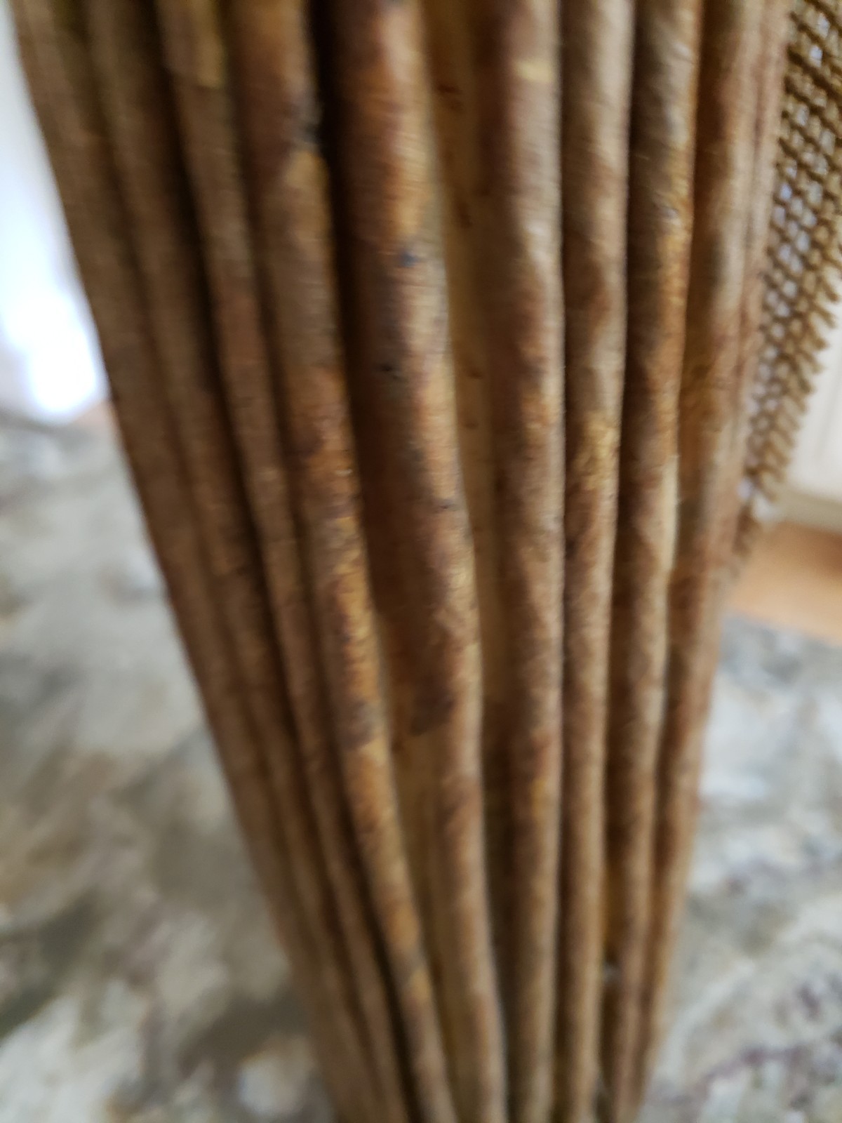 28″ TALL SLIM FALL AUTUMN FLORAL PIECES SET OF 2 TAN BROWN BURLAP ACORNS EUC