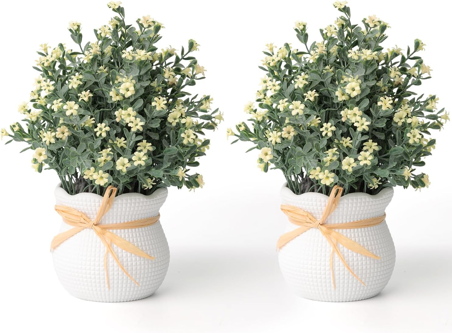 2 Pack Faux Small Desk Plants in Vintage Pots for Home Office Decor