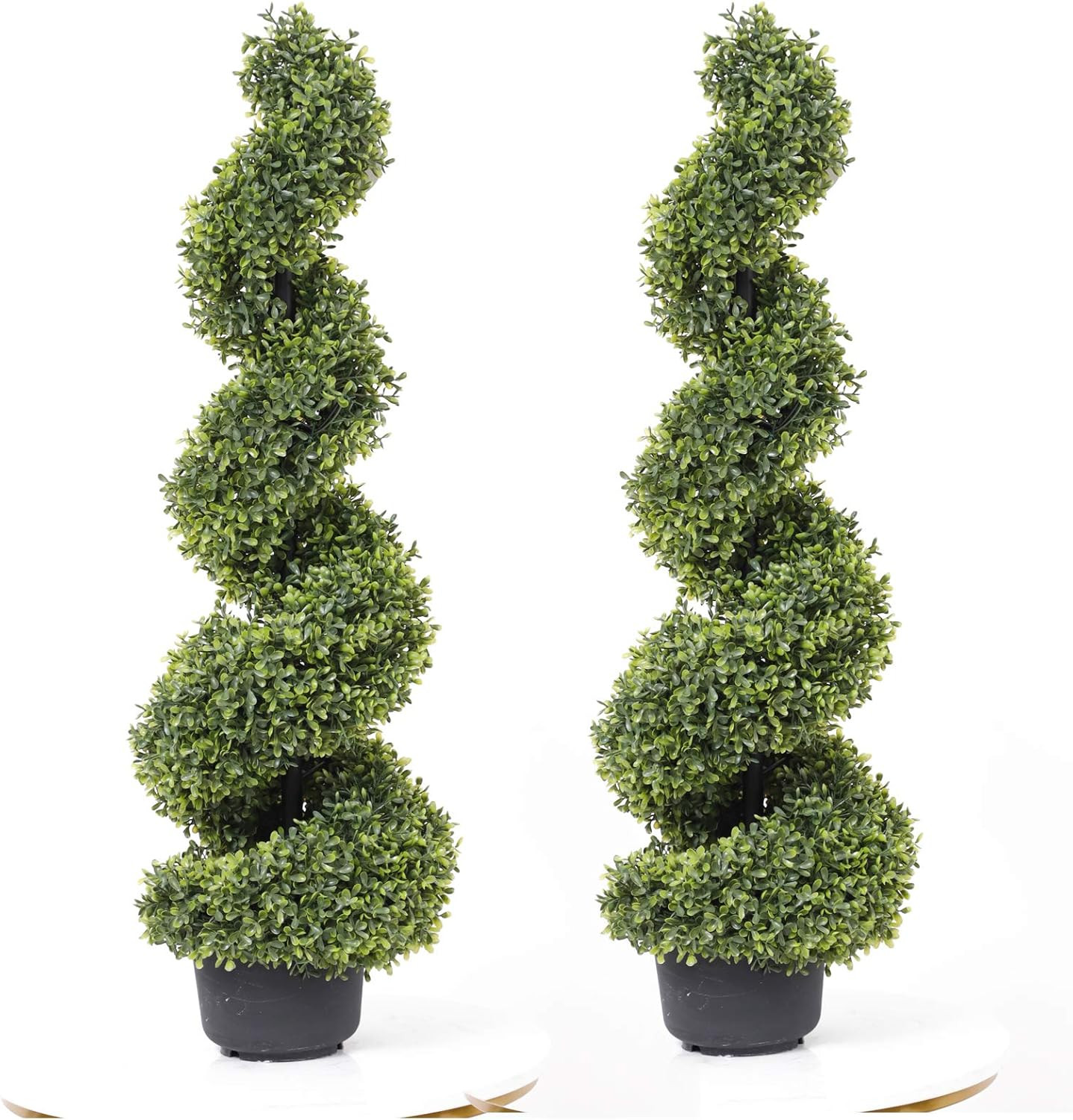 Set of 2 – 35″ Artificial Boxwood Spiral Topiary Trees in Pot for Indoor/Outdoor