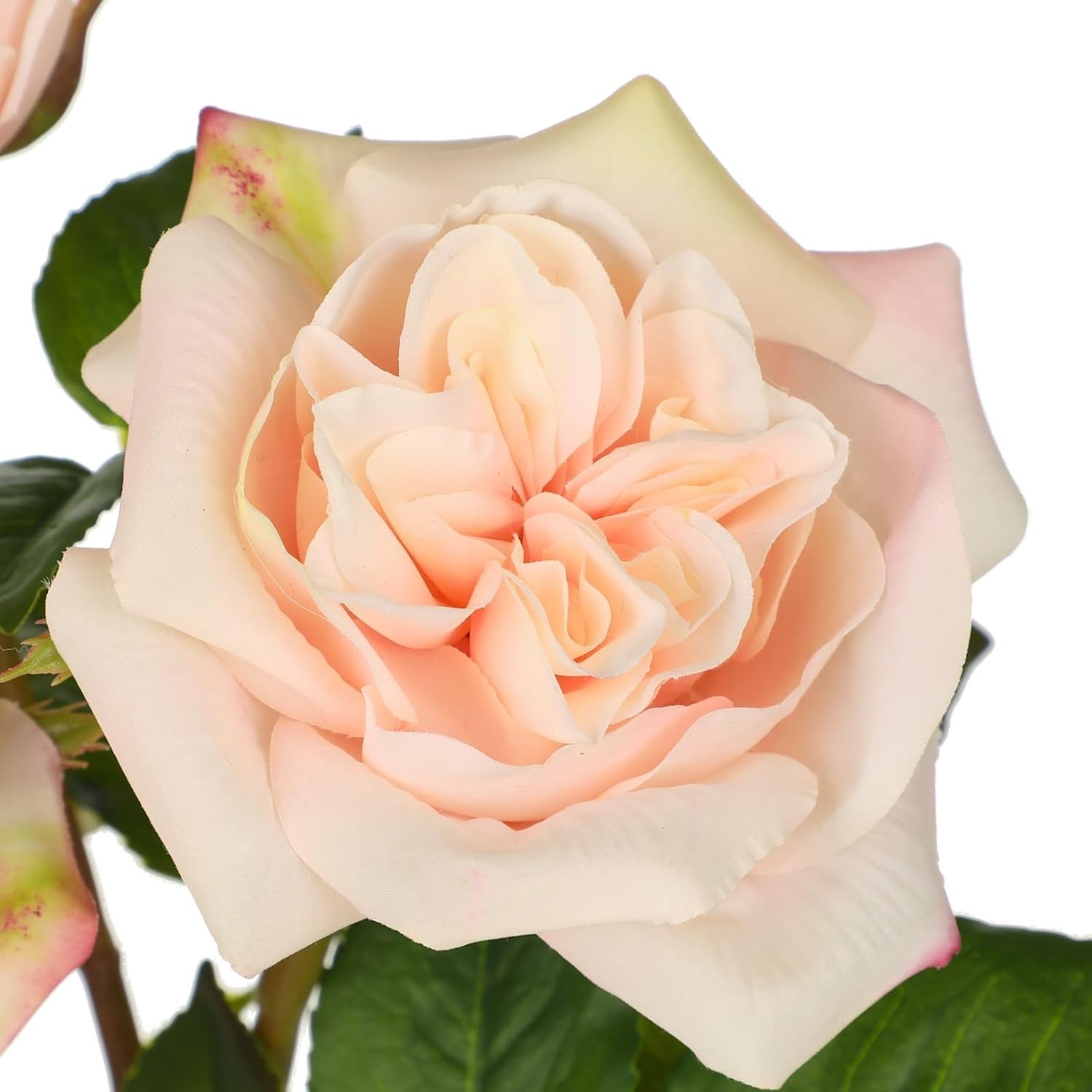 Light Pink Real Touch Roses Artificial Flowers in Vase Blue and White Porcelain