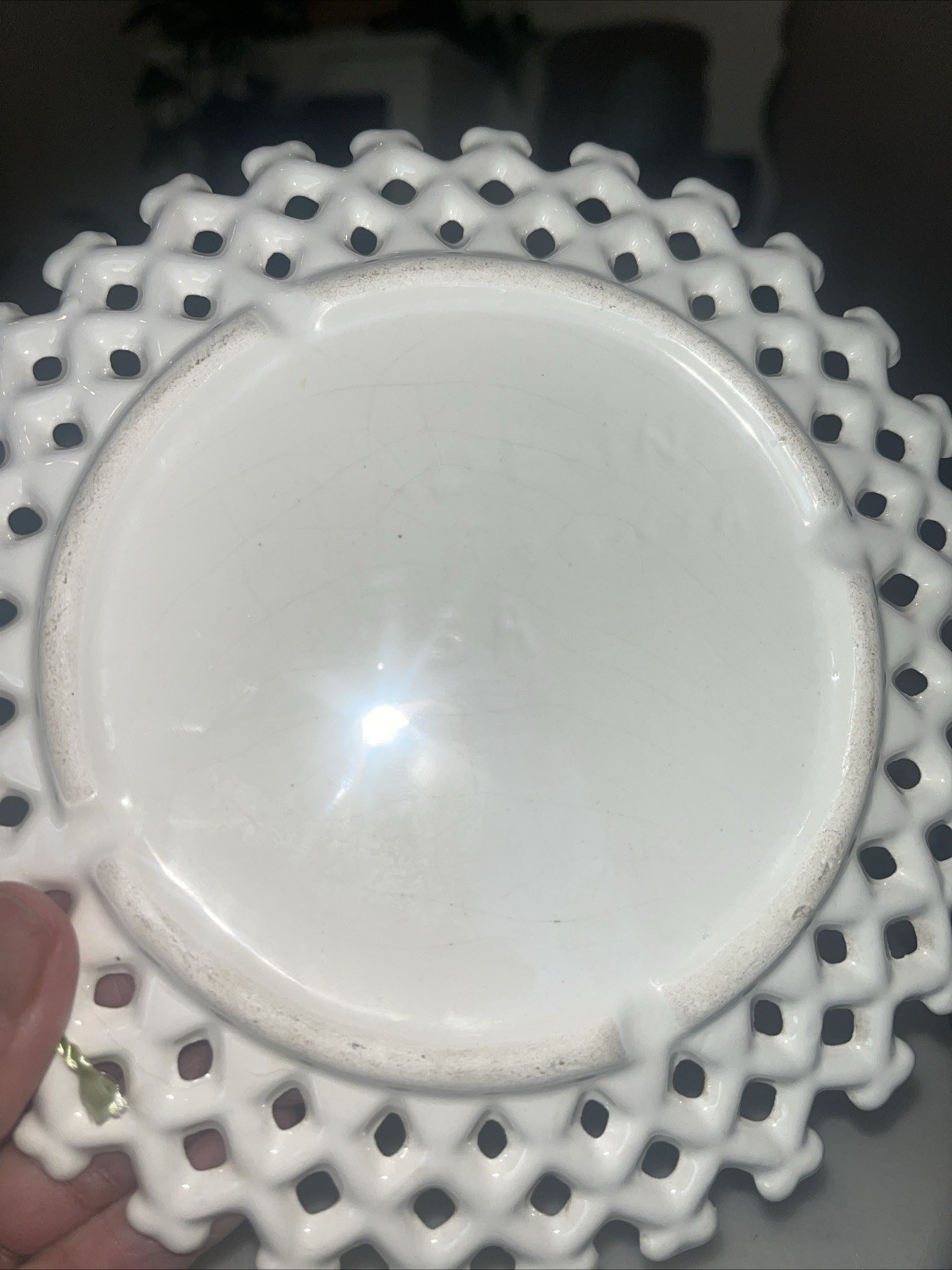 Capodimonte Porcelain Rose on Lattice Plate 8” Wall Decor Made in California USA