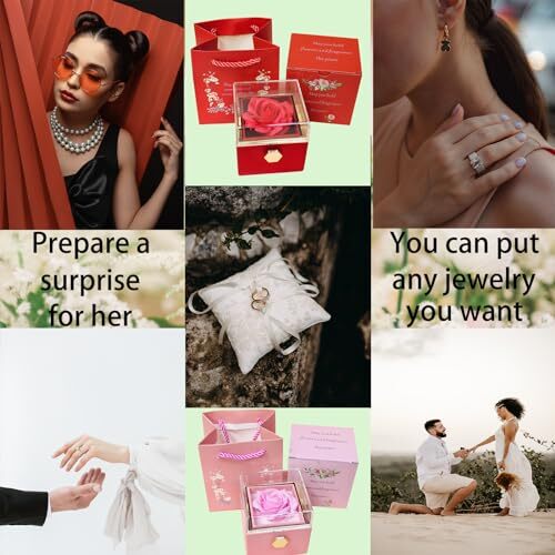 Gift for Mothers Day Rose Ring Box Velvet Jewelry Box Eternal Rose Box Red