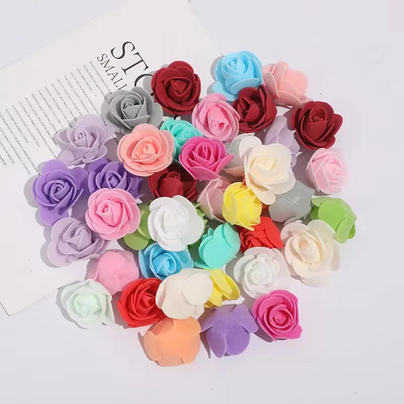 50~500Pcs 3.5Cm PE Foam Rose Head Artificial Flower for Wedding Birthday Party H