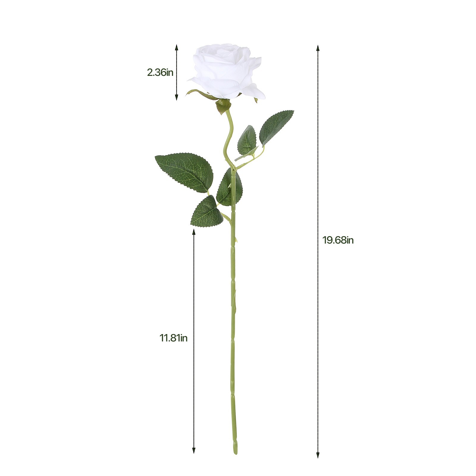 EZFLOWERY 12 Pcs Artificial Roses Flower White Silk with Single Stems Real Touch