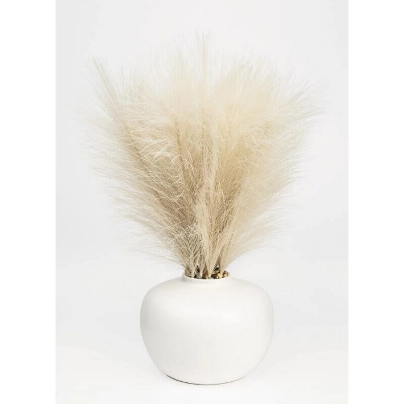 14″ Artificial Pampas Indoor Plant Decor in Rounded Ceramic Vase Household New
