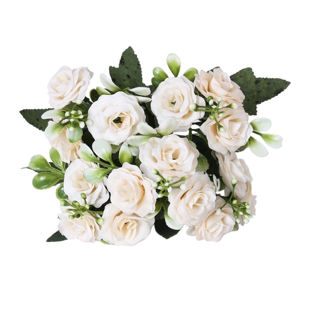Faux Rose Bouquet with 15 Plastic Blooms for Bridal Use or Interior Decoration