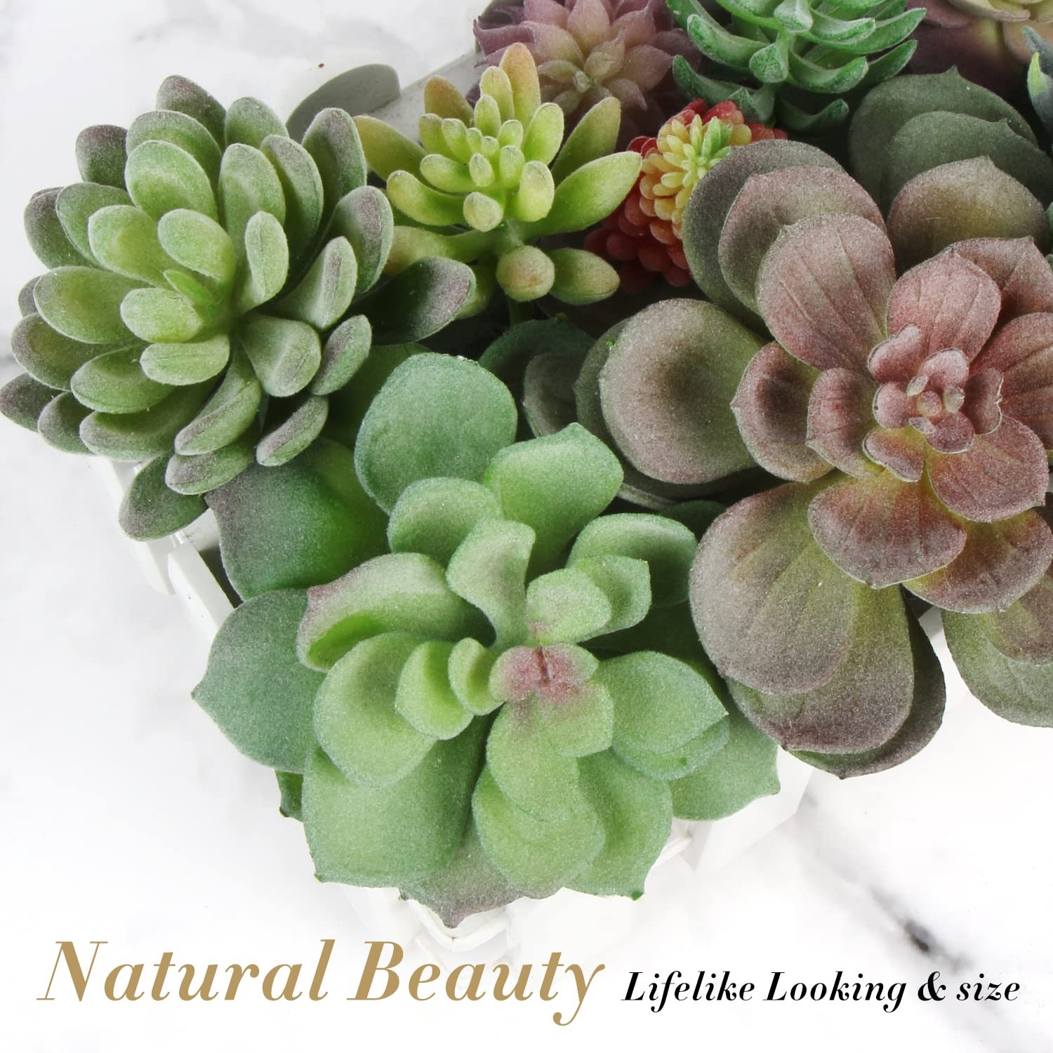 Artificial Succulent Plant,16pcs Large Faux Flocked Succulent Decor for Flora