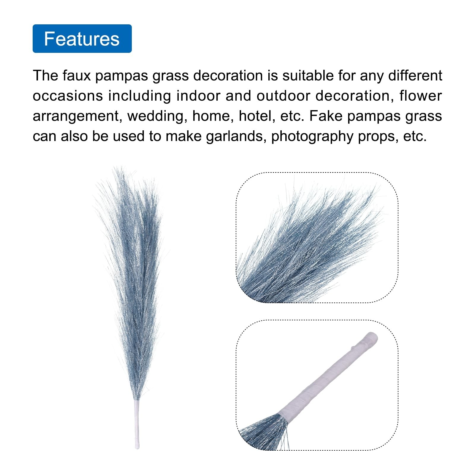 4Pcs Faux Pampas Grass Small 45cm/17.7″ Fake Fluffy Pampas Grass 7 Branches A…