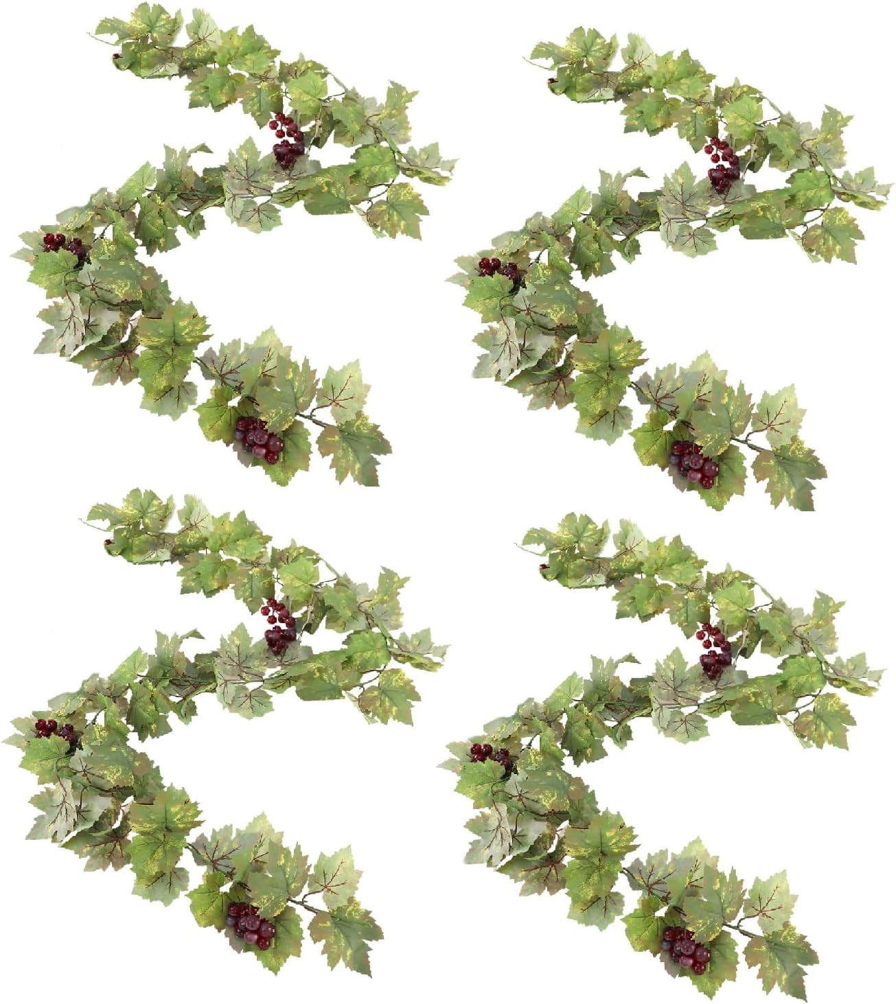 4PCS Artificial Grape Vines with Leaves for Home Decor & Party Display 6.56Ft