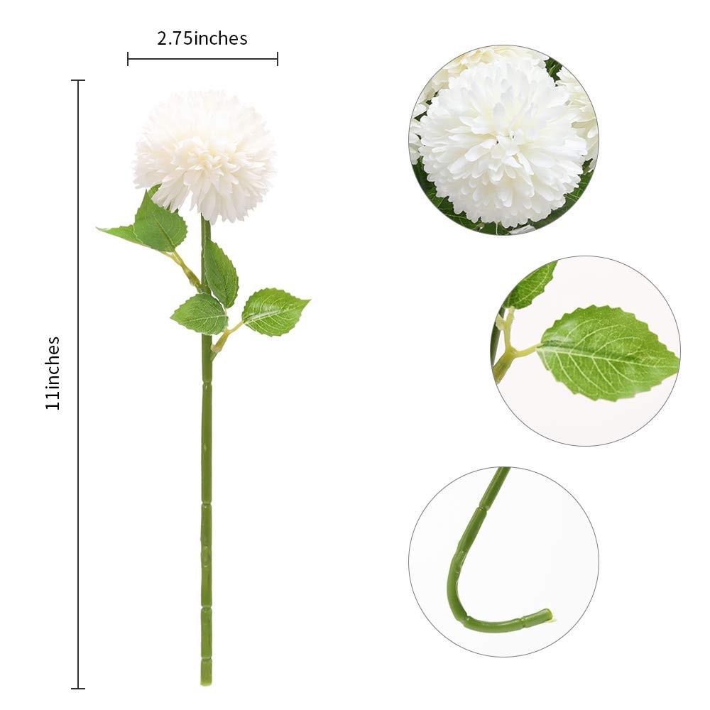 12pcs Artificial Chrysanthemum Ball Flowers Silk Hydrangea Bridal Wedding Bou…