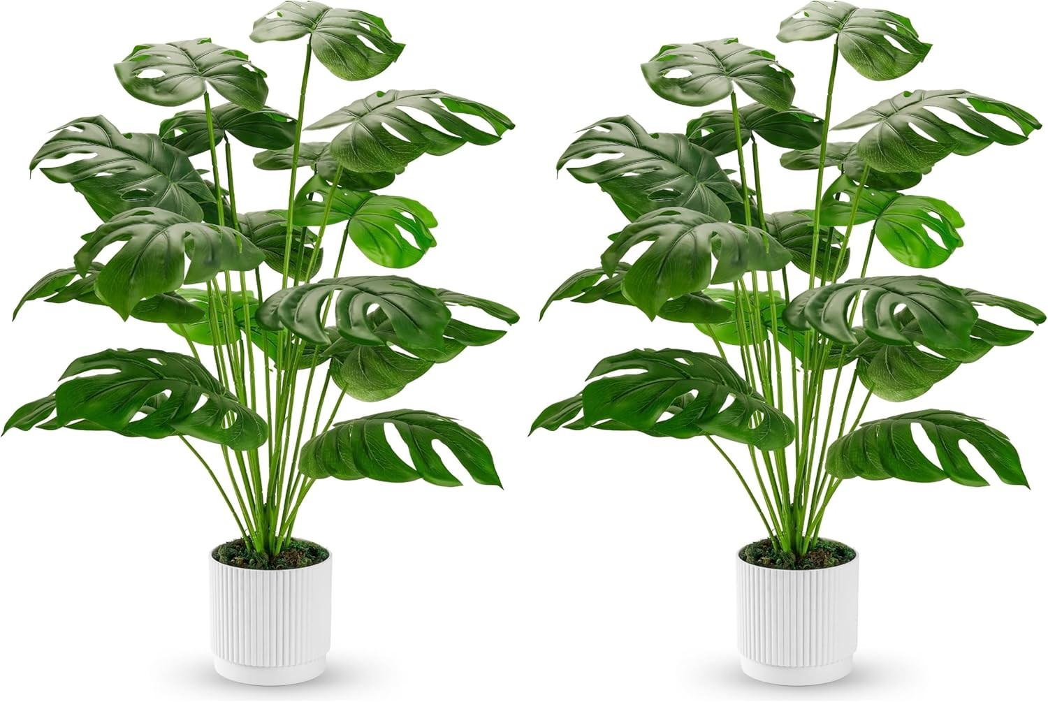 28″ Fake Plants Large Artificial Monstera Faux Potted Plants Indoor Tall Outdoor