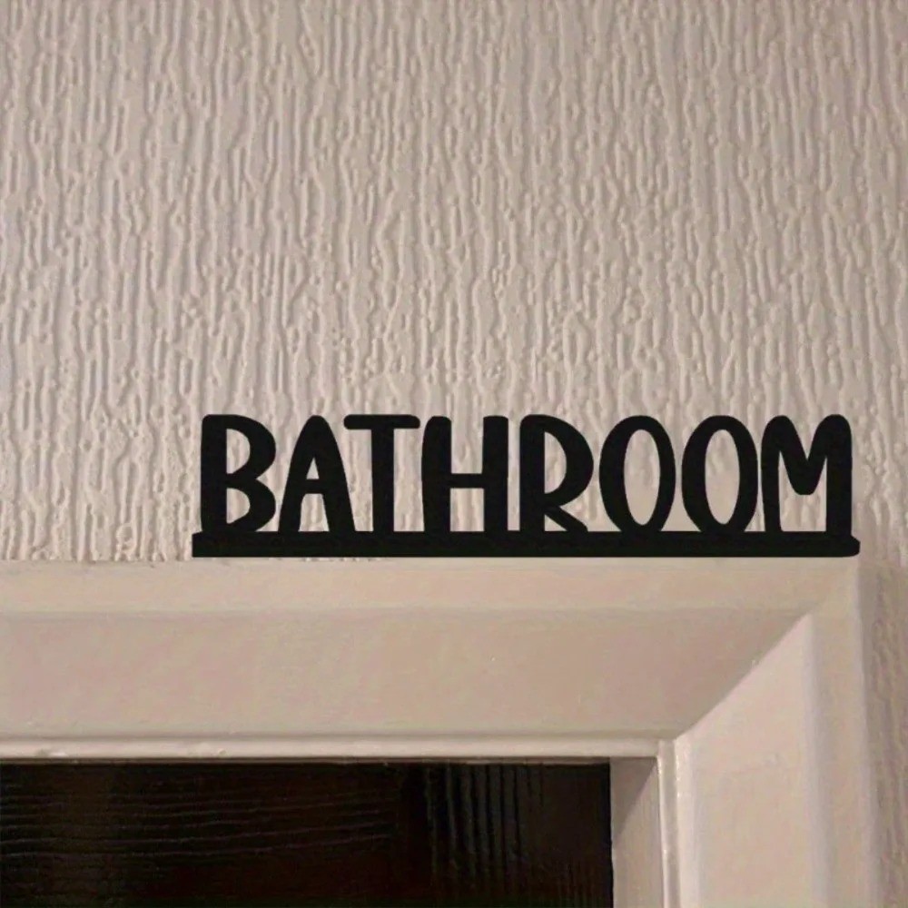 Modern Farmhouse Bathroom Wall Metal Sign – Over-The-Door Topper Décor