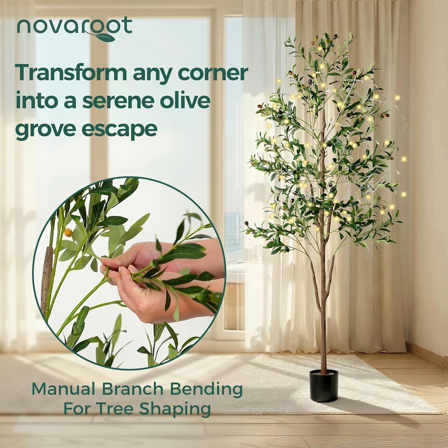 Faux Olive Tree 6FT Tall Artificial Moss Planter Indoor Outdoor Large