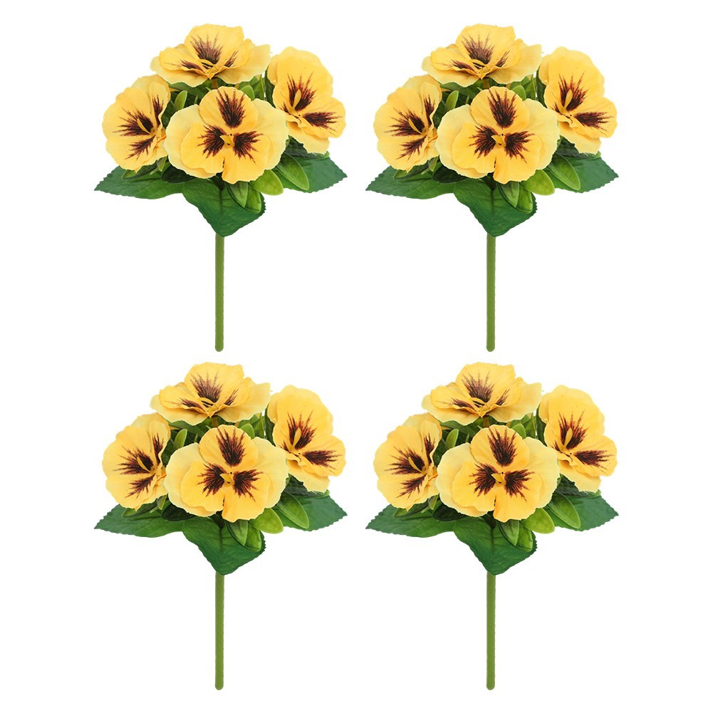 4PCS Vibrant Artificial Pansy Flowers: Lifelike Silk Decor For Any Occasion! New