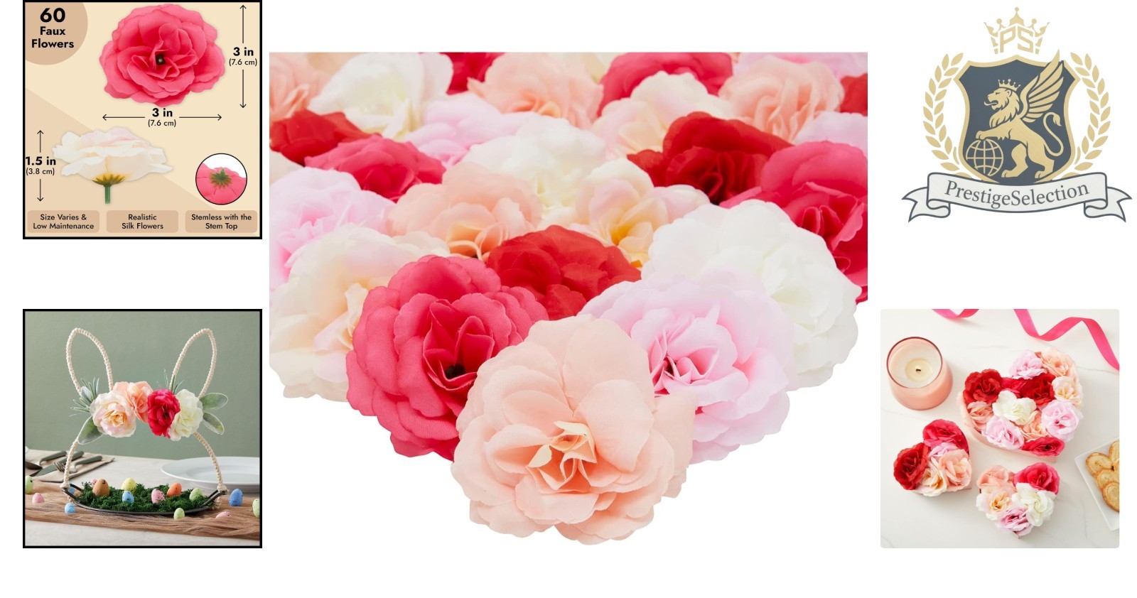 Elegant 60-Piece Silk Flower Set: Mini Heads, 6 Colors – Perfect for All Seasons