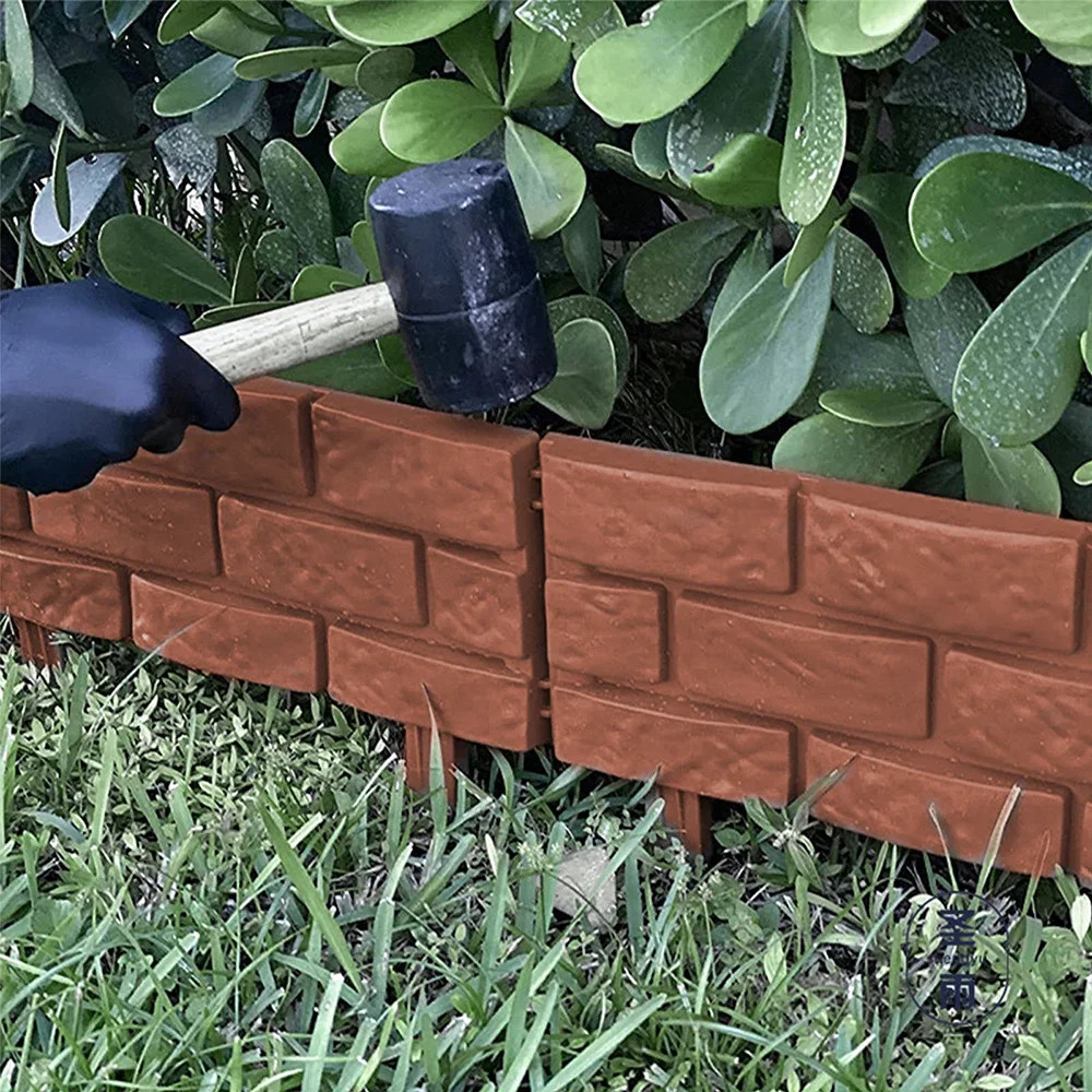 Garden Edge Fence 1/4pcs Imitation Stone Brick Lawn Plants Flowers and Support
