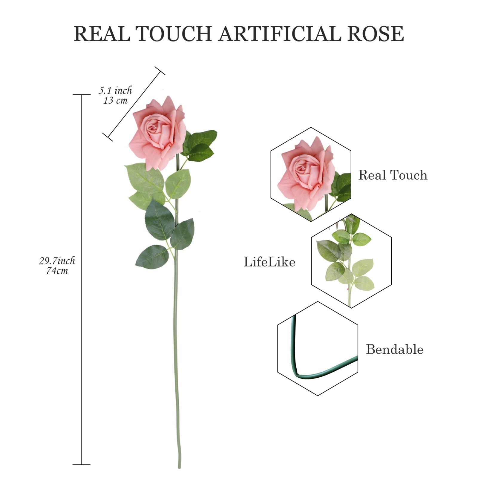6-Pcs Artificial Rose High Simulation Bionic Technology Flowers Gift