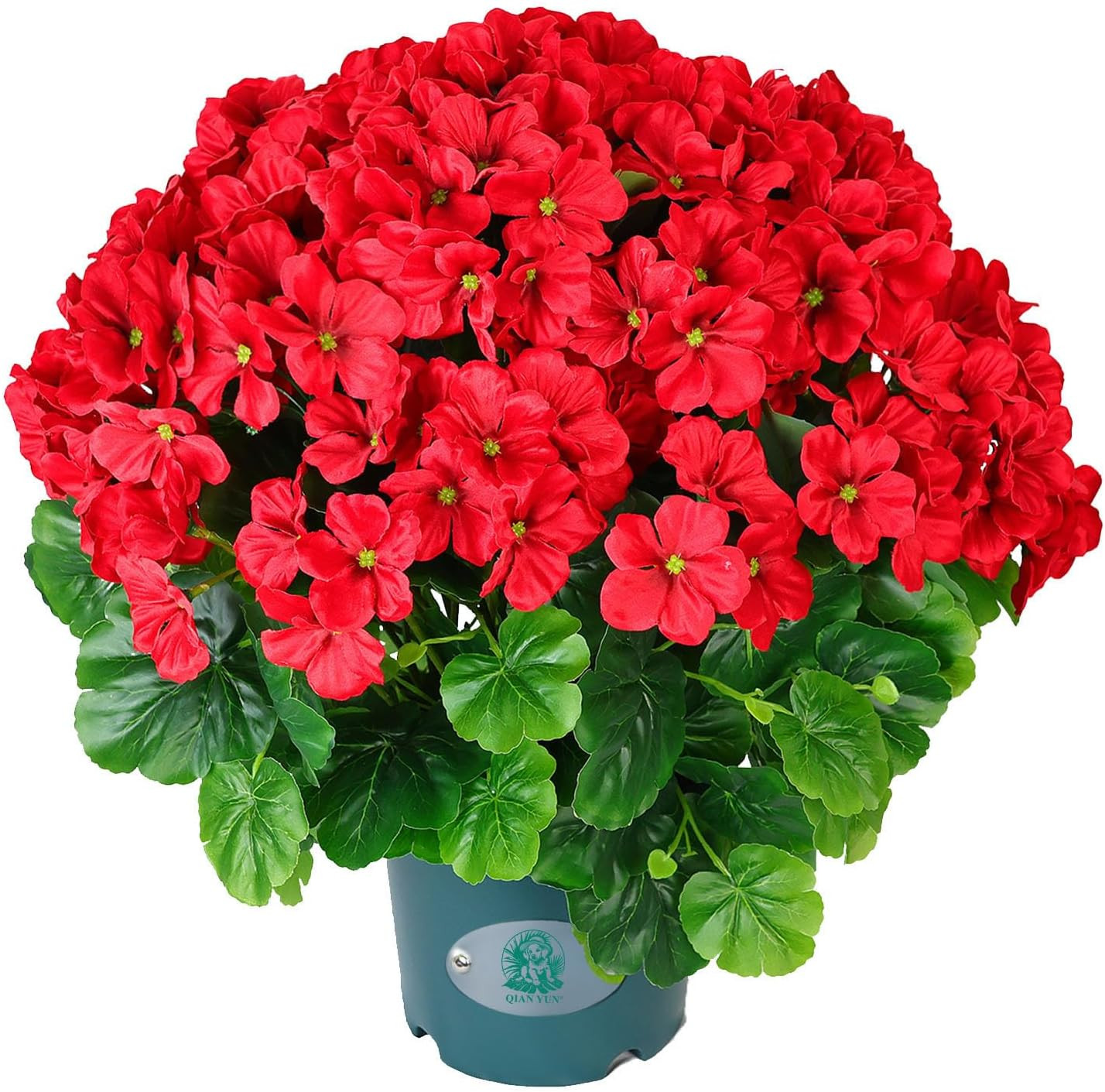Realistic 18″ Deep Pink Geraniums – UV Resistant Faux Flowers for Home & Garden