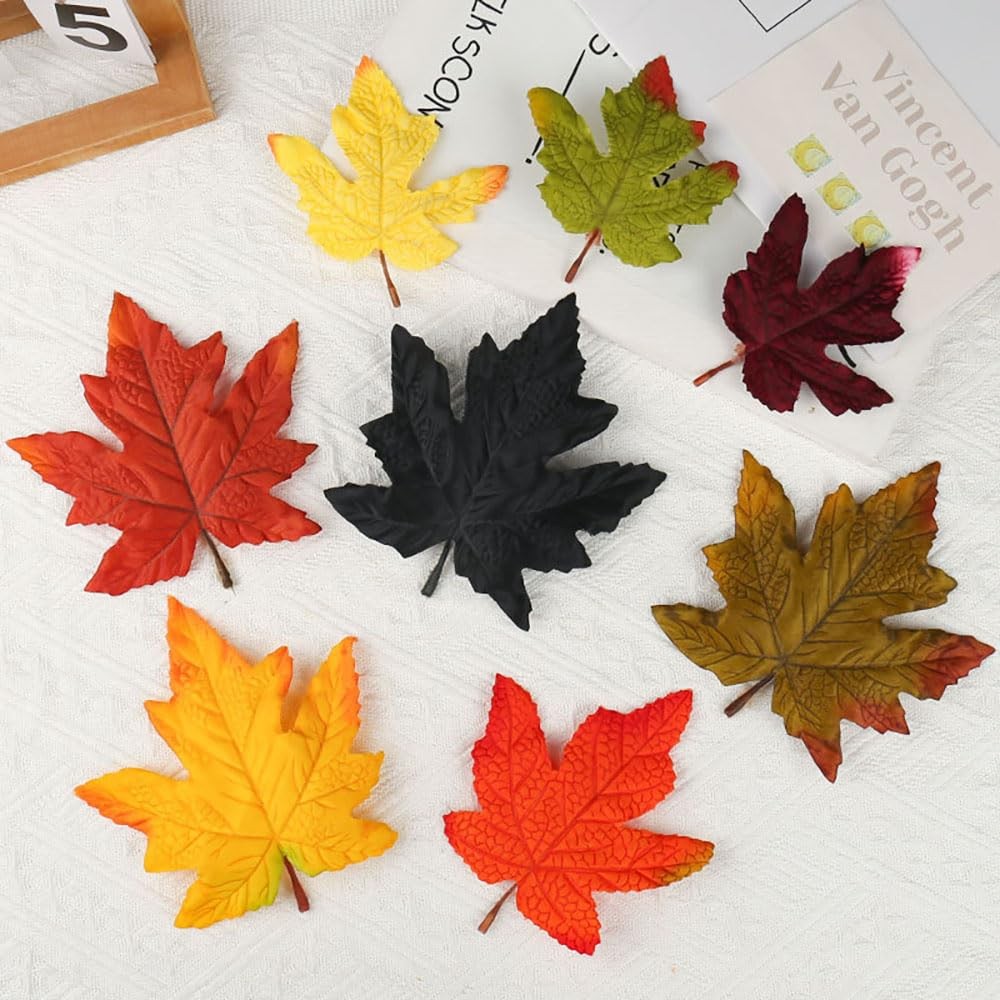 Large Artificial Maple Leaf Thanksgiving Fake Fall Leaves Decoration 17 PCS