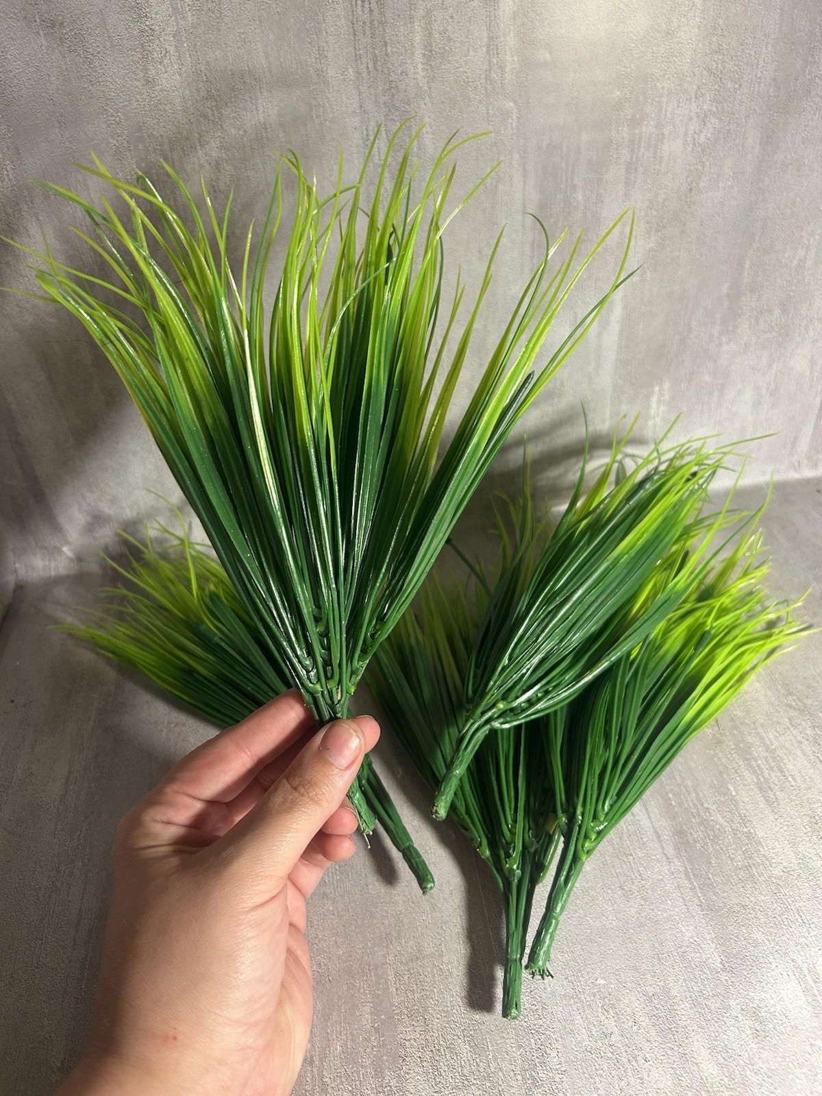 Set Of 5 Faux Grass Green Dark To Light Floral Picks Crafts Arrangement A503
