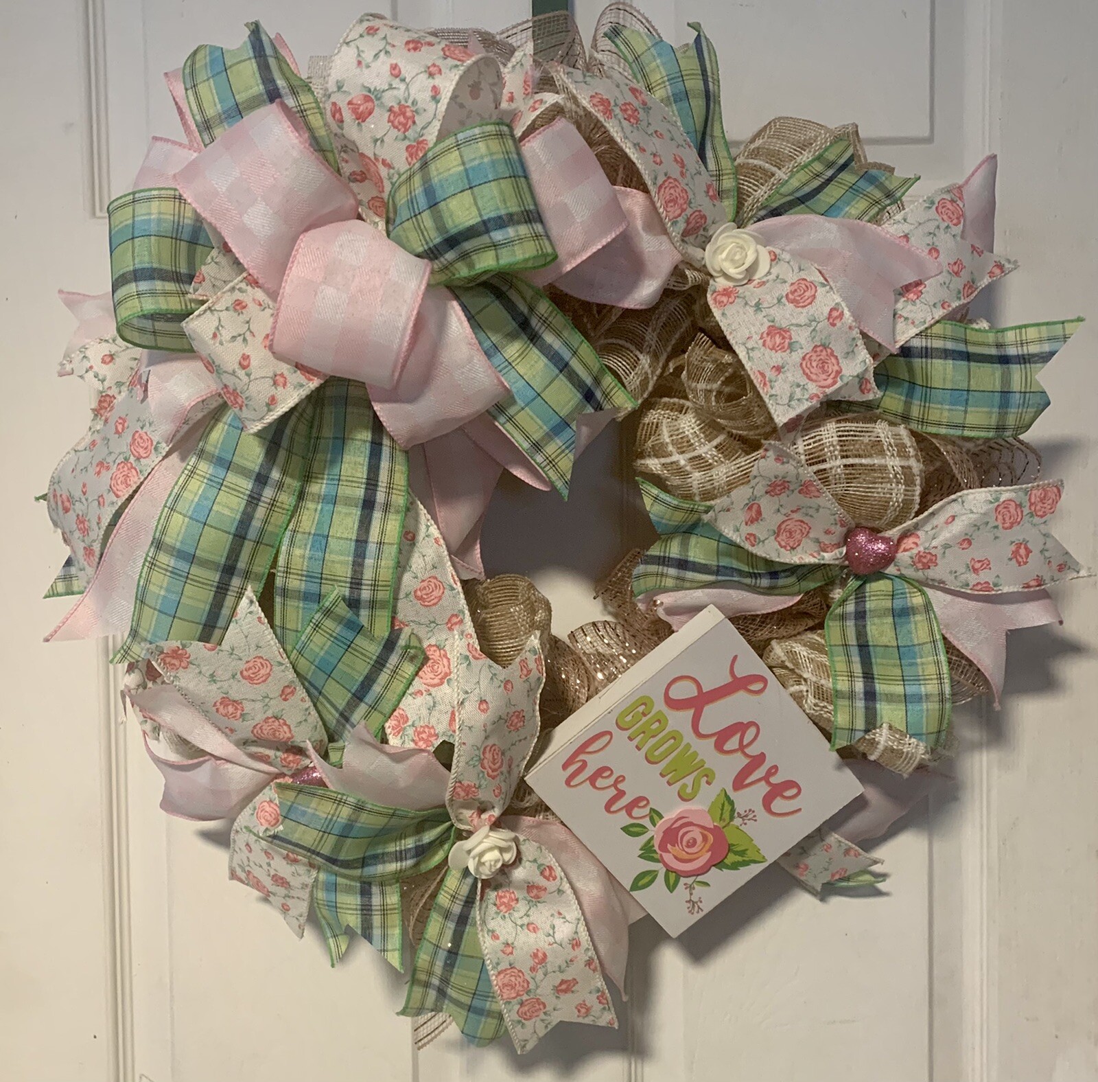 Love Grows Rose Spring Summer Mothers Day Wreath