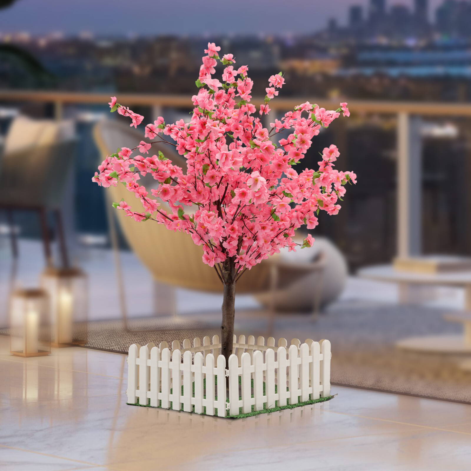 3.94ft Artificial Cherry Blossom Tree Pink Fake Sakura Flower Pink Sakura Tree