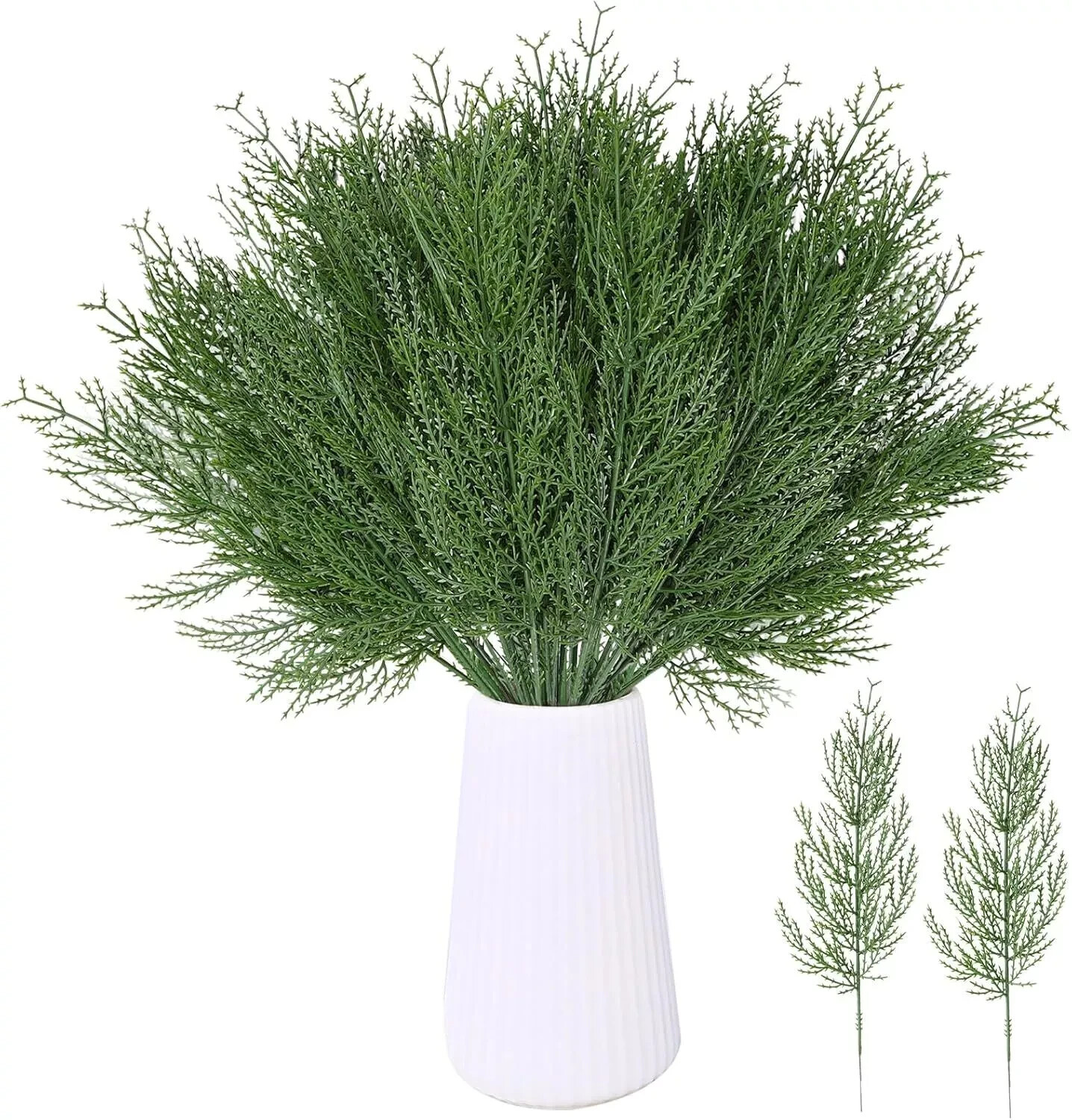 50 PCS Artificial Pine Branches Christmas Faux Pine Greenery Stems Fake Cedar Pi