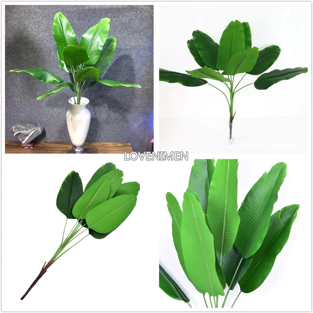 Artificial Plants Tropical Leaves, Fake Greenery Banana Tree Faux Palm Plant …