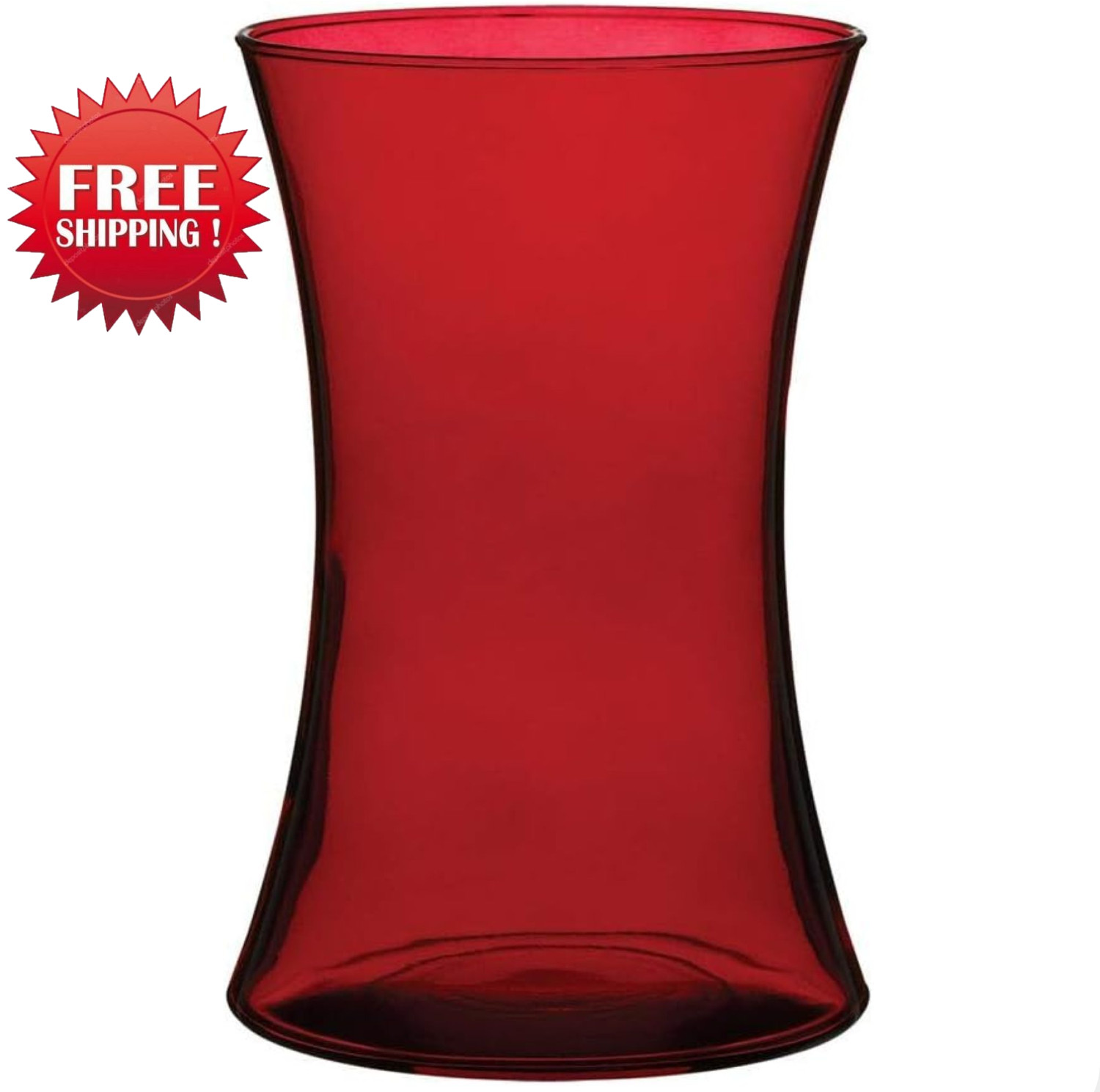 8″ Gathering Vase Decorative Glass Flower Vase for Floral Arrangements (Red)