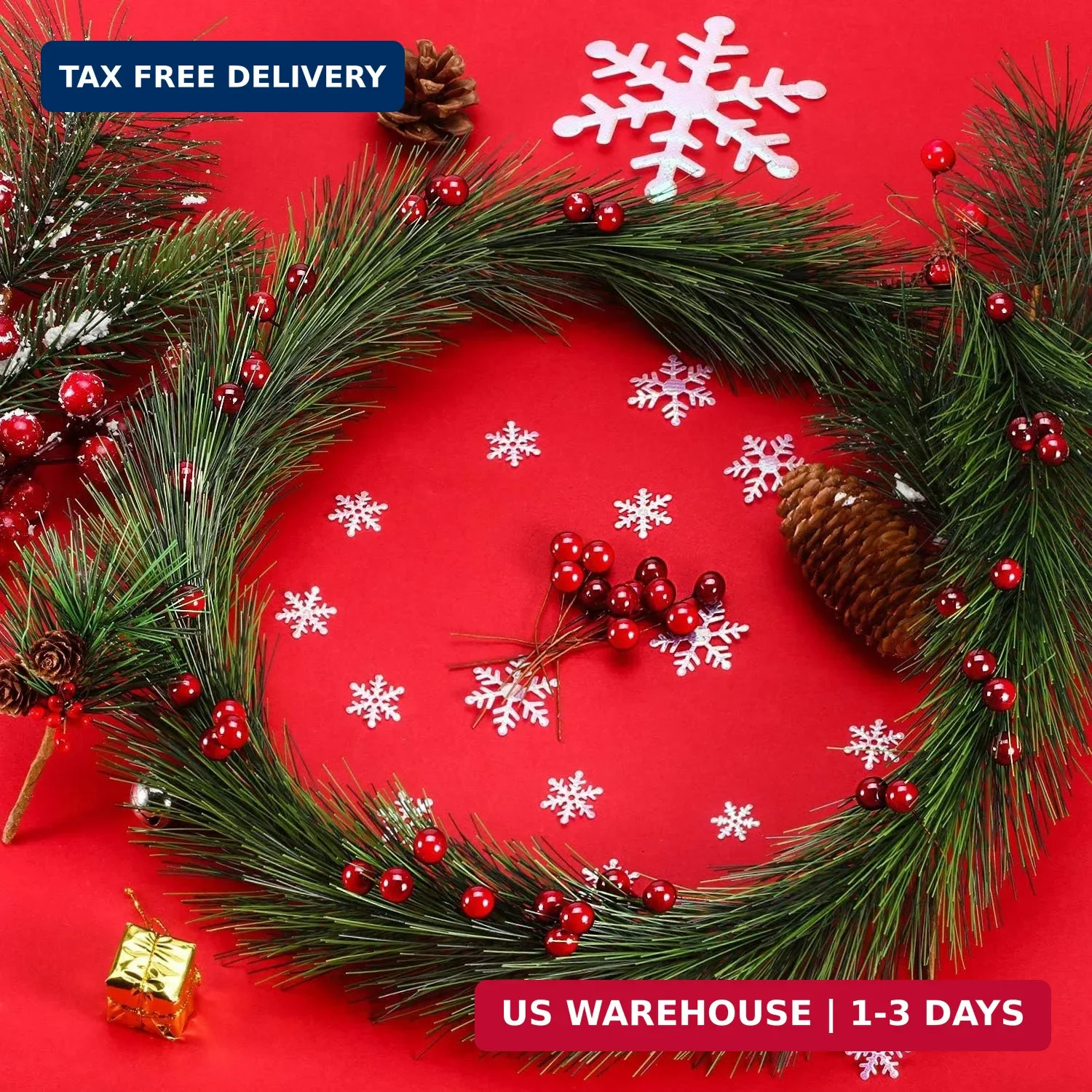 BBTO 100 Pack Artificial Holly Berries Mini 10 mm Christmas Fake Berries Stems C