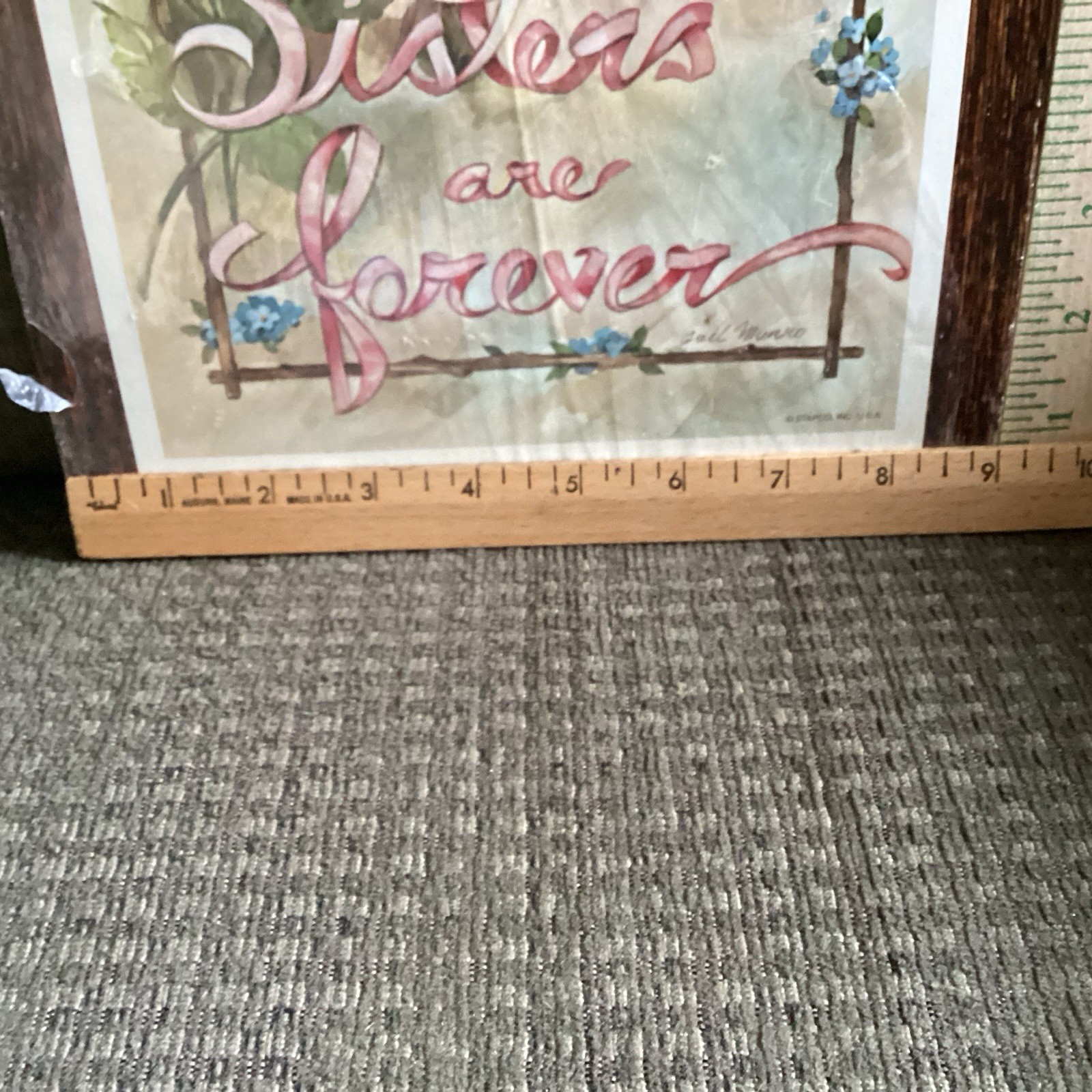 Vintage Flower Rose Pink Wall Hanging Decor Grandmacore Cottagecore Sisters USA